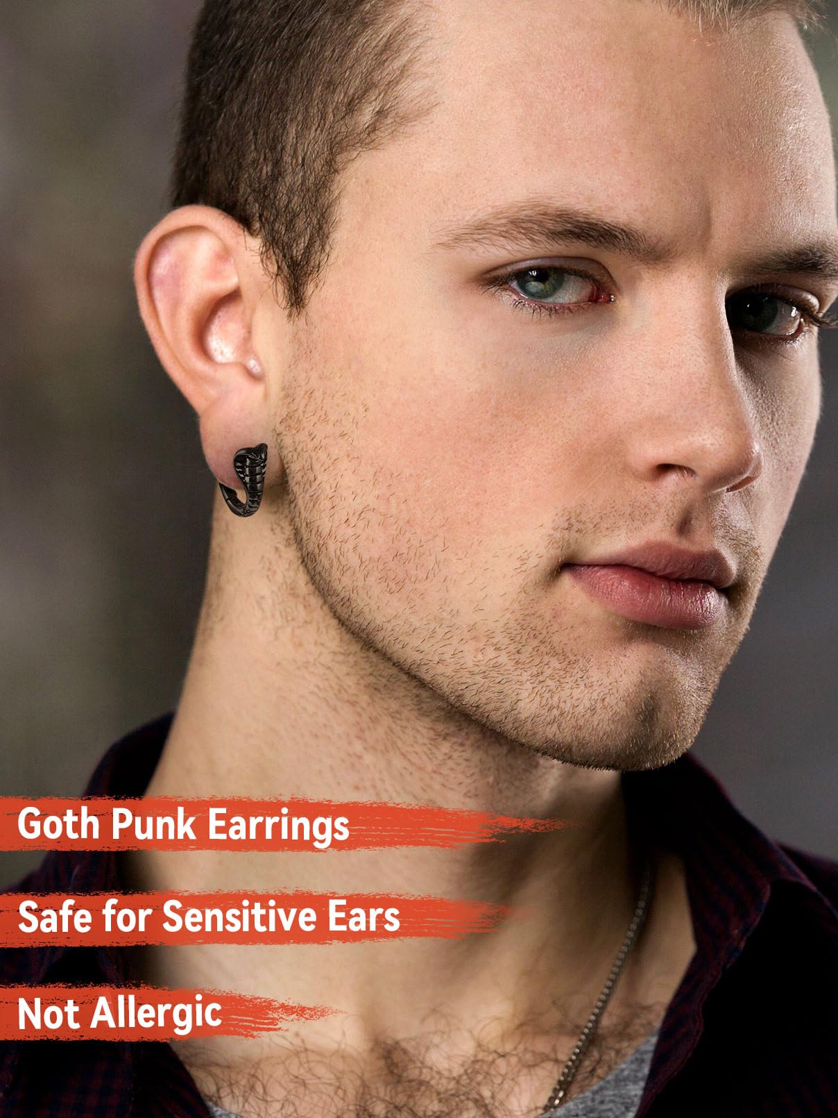 FaithHeart Dragon/Dinosaur/Snake Hoop Earrings for Men, Sturdy Stainless Steel Punk Biker Animals Hypoallergenic Jewelry, Gift Box