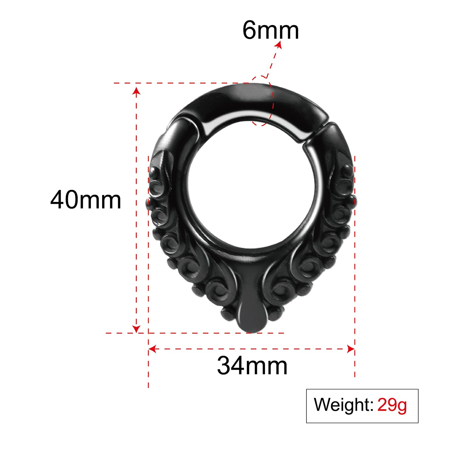 Ear Hanger Weights for Stretched Ear Lobe Stainless Steel Ear Gauges 2g(6mm) Ear Plugs Tunnels Body Piercing Jewelry Kit