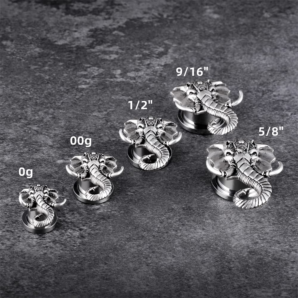 1 Pair Retro Ear Gauges Screw Fit Plug Flesh Tunnels Cat Fox Elephant Stretcher Earrings Hanger Expander Piercing Jewelry 8mm-25mm