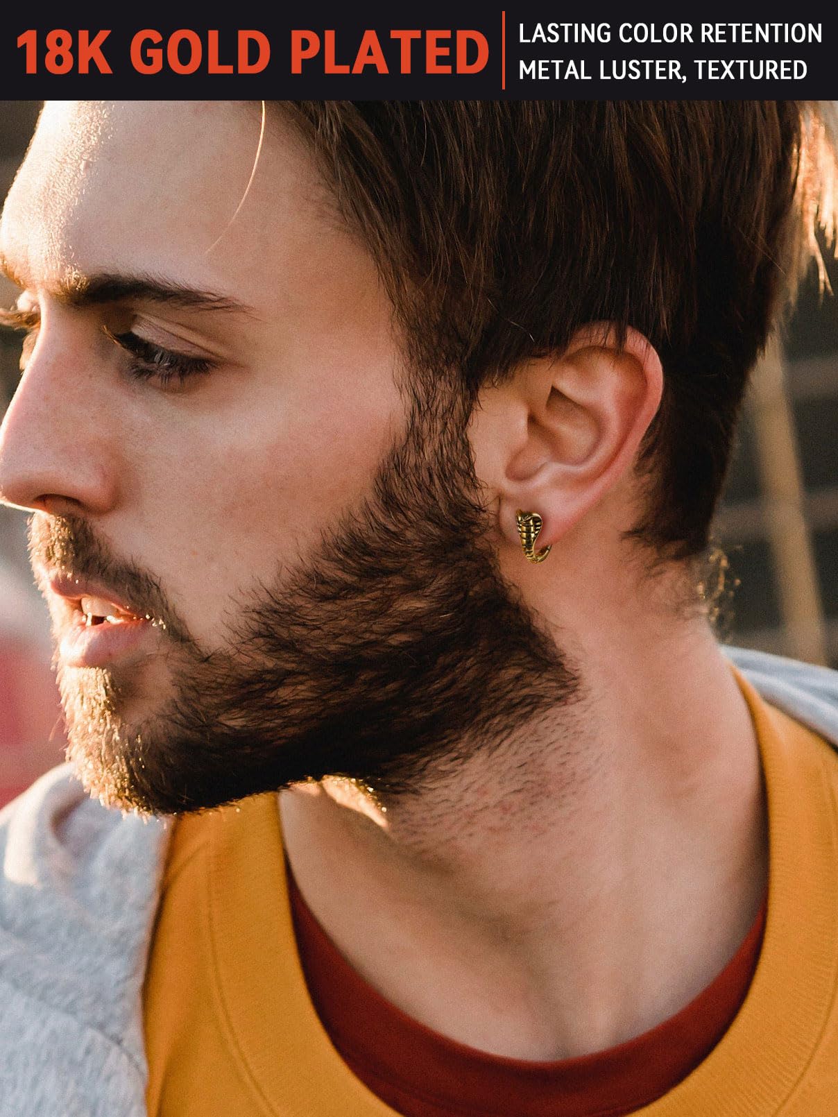 FaithHeart Dragon/Dinosaur/Snake Hoop Earrings for Men, Sturdy Stainless Steel Punk Biker Animals Hypoallergenic Jewelry, Gift Box