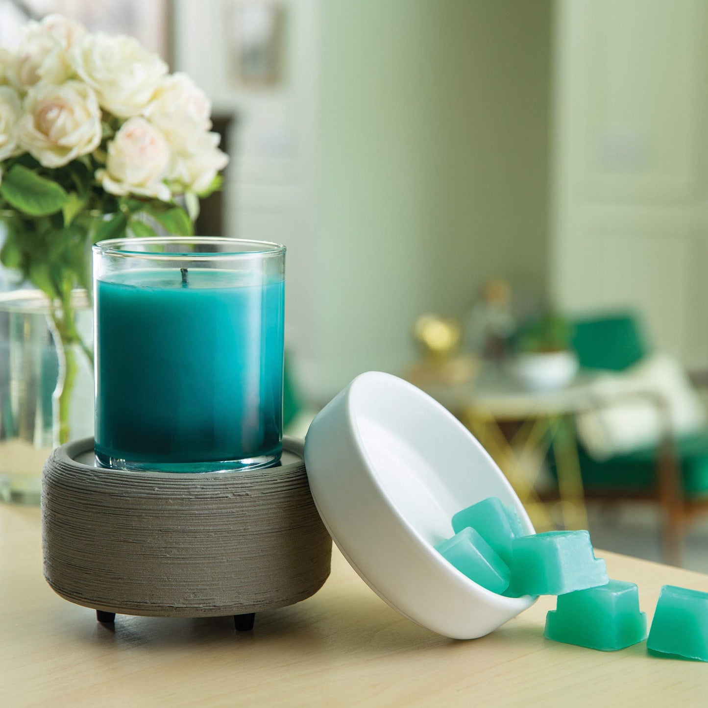Candle Warmers Etc 2-In-1 Candle and Fragrance Wax Melt Warmer For Warming Scented Candles or Wax Melts and Tarts With To Freshen Room, Slate