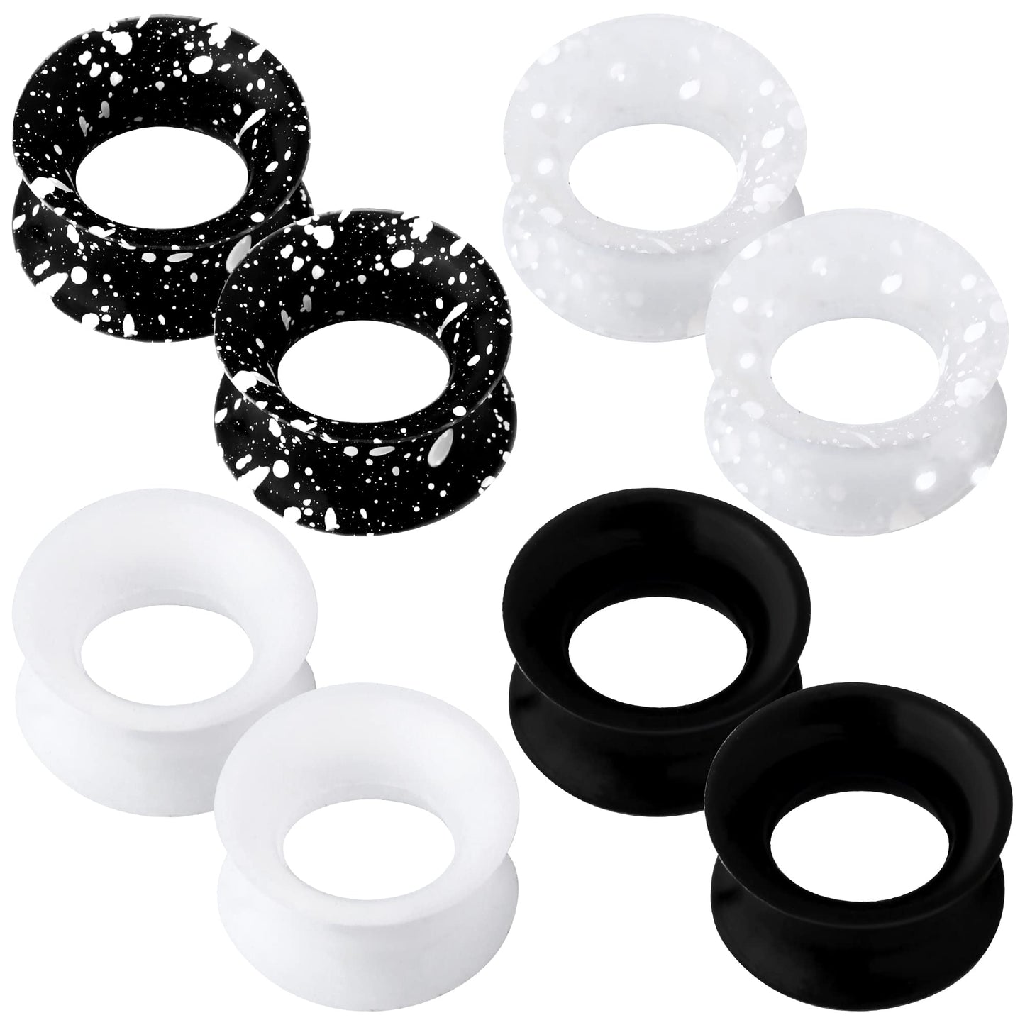 OUFER 8PCS Silicone Ear Gauges Flexible Ear Tunnels Plugs Stretchers Expander Double Flared Flesh Ear Piercing Jewelry for Women Men