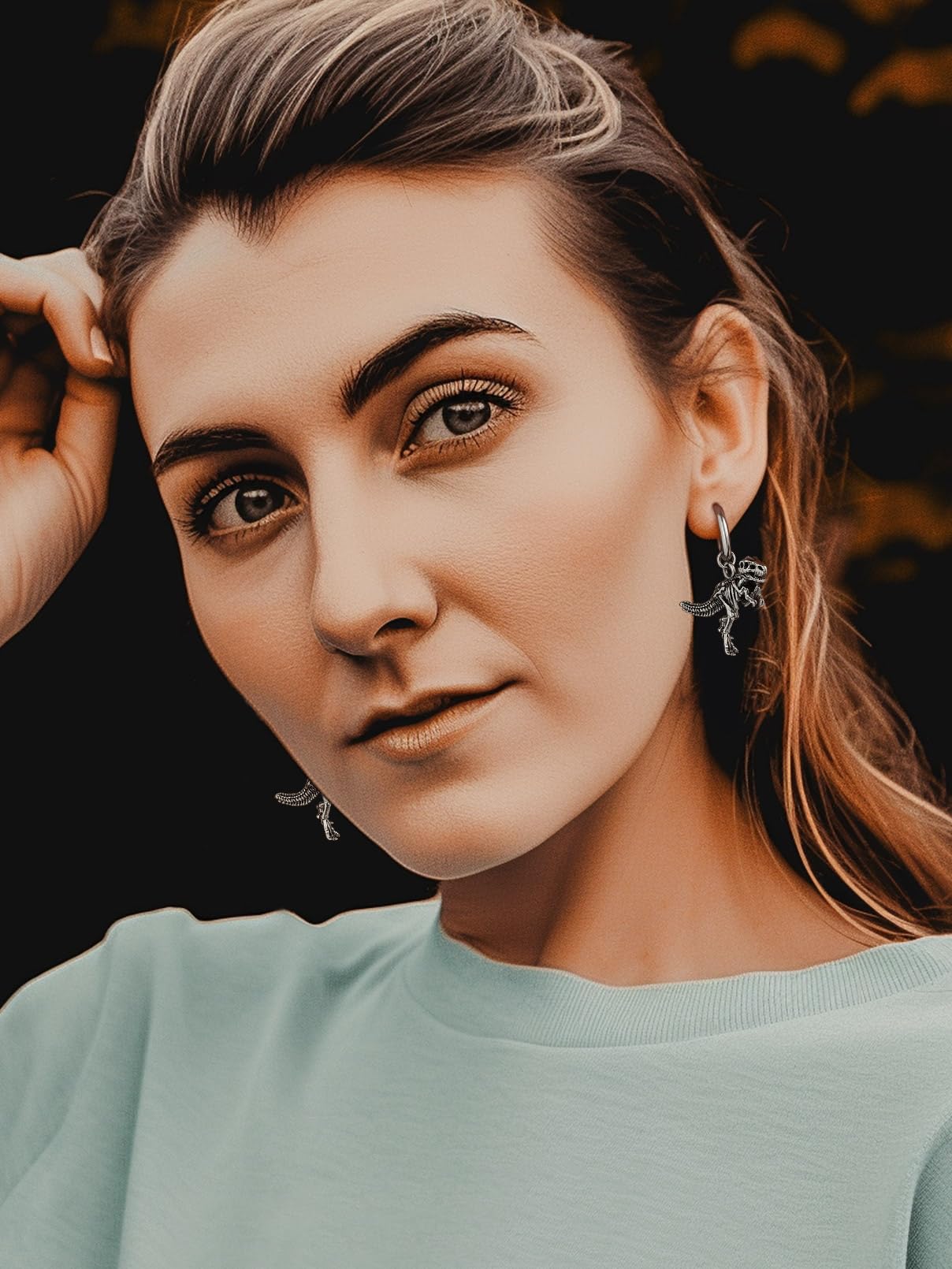 FaithHeart Dragon/Dinosaur/Snake Hoop Earrings for Men, Sturdy Stainless Steel Punk Biker Animals Hypoallergenic Jewelry, Gift Box