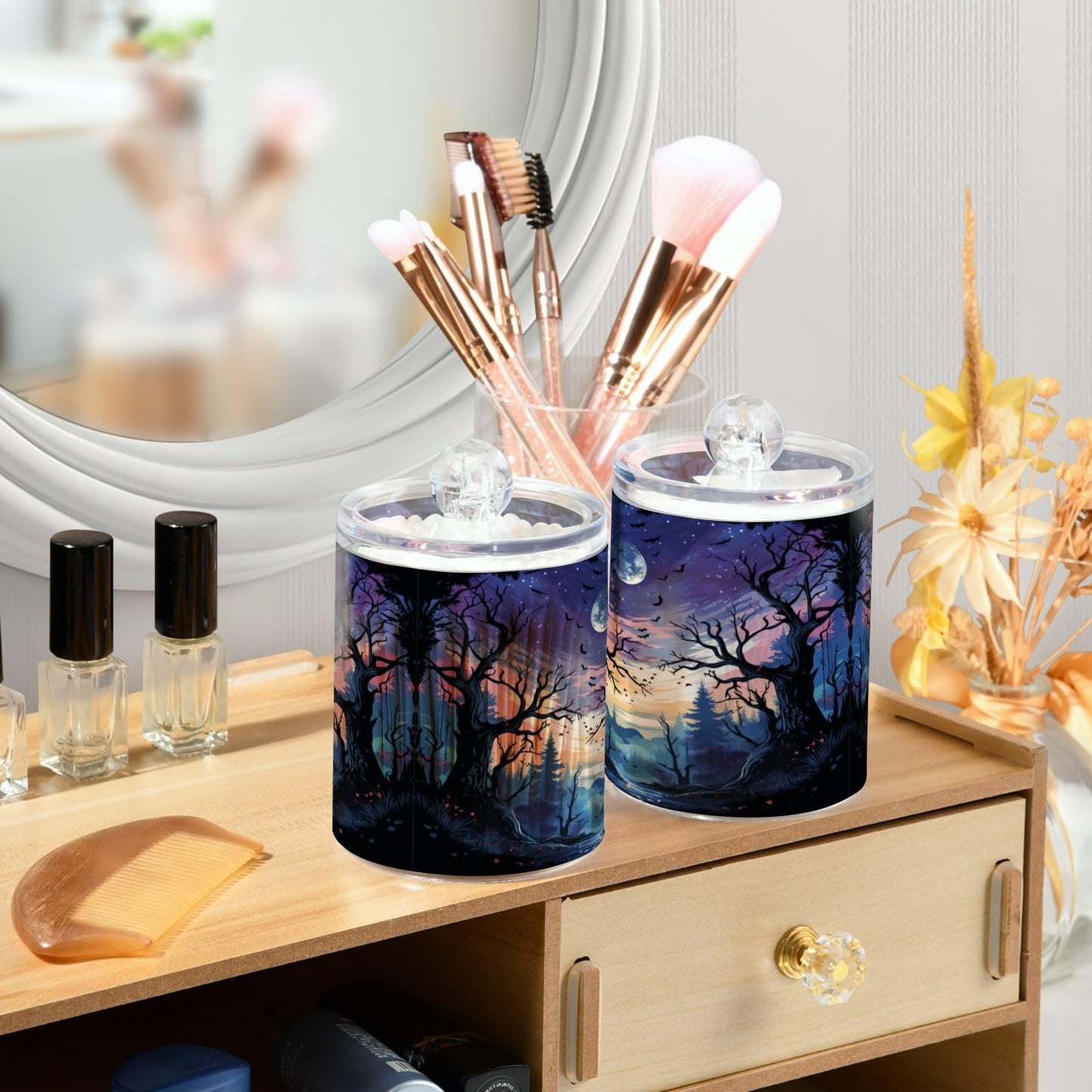 Halloween Skull 2PC Airtight Transparent Plastic Storage Jar, Food Storage Container Glass, Can Store Candy, Salt, Coffee Beans, With lid, Easy To Use