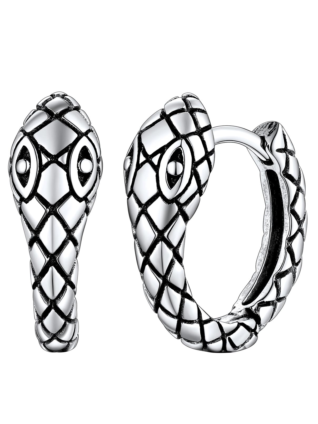 FaithHeart Dragon/Dinosaur/Snake Hoop Earrings for Men, Sturdy Stainless Steel Punk Biker Animals Hypoallergenic Jewelry, Gift Box