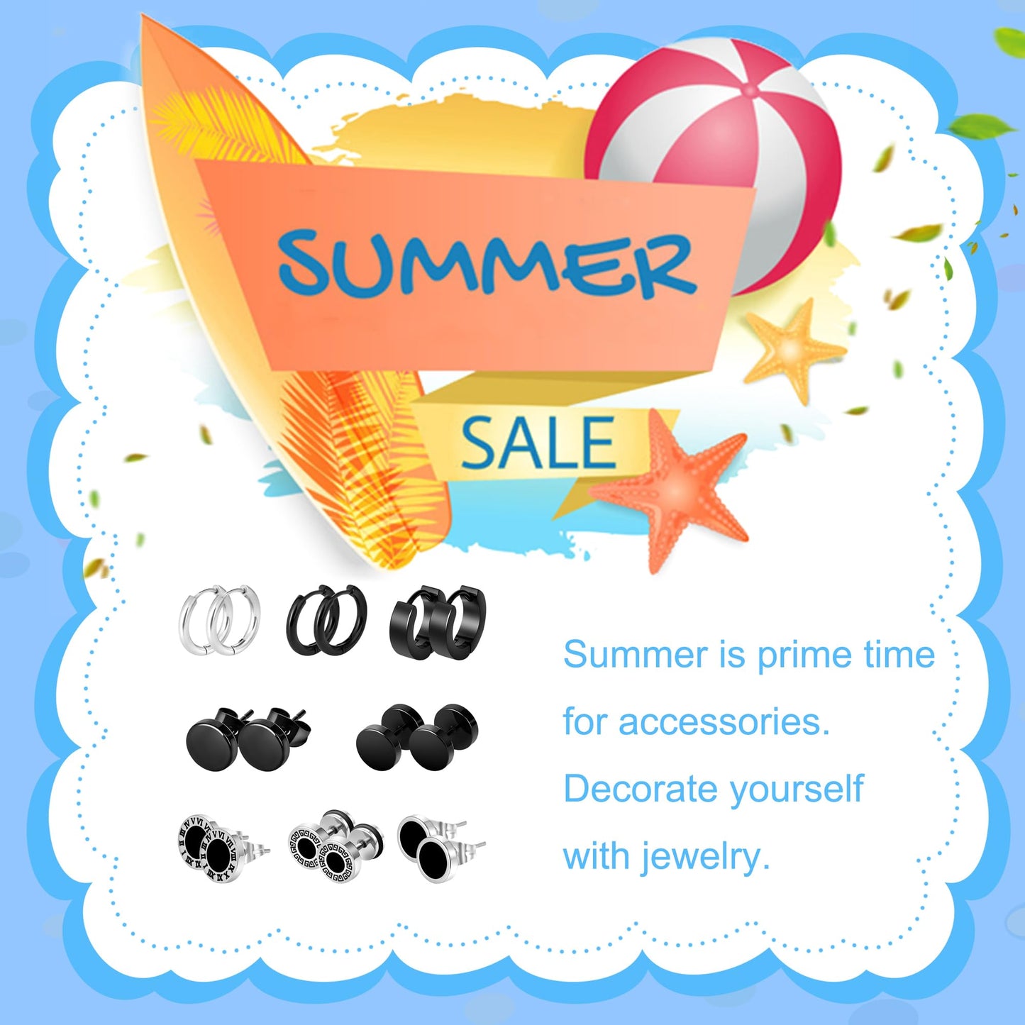 Black Stainless Steel Stud Earrings for Men Women Small Huggie Hoop Earrings Set for Men Cool Goth Punk Earrings Barbell Earrings Black Silver Hoop Cartilage Earring (Classic) (Black Tone)