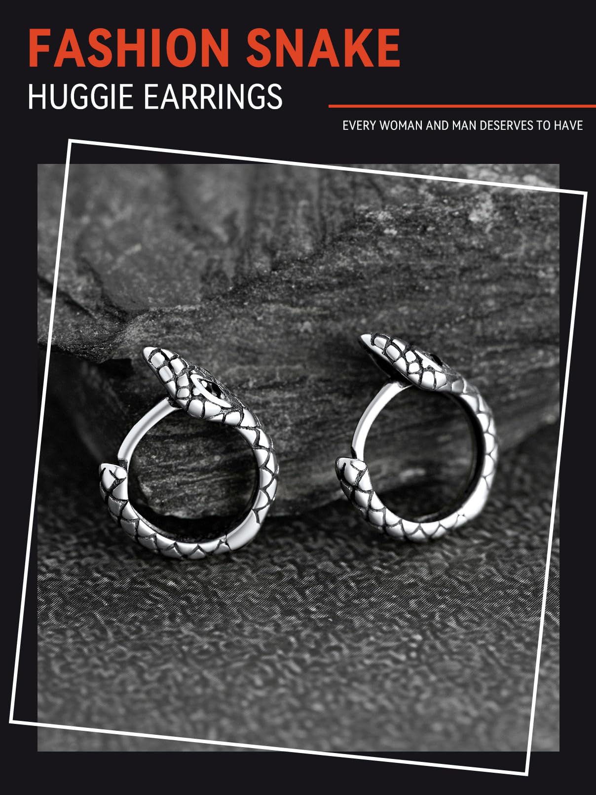 FaithHeart Dragon/Dinosaur/Snake Hoop Earrings for Men, Sturdy Stainless Steel Punk Biker Animals Hypoallergenic Jewelry, Gift Box