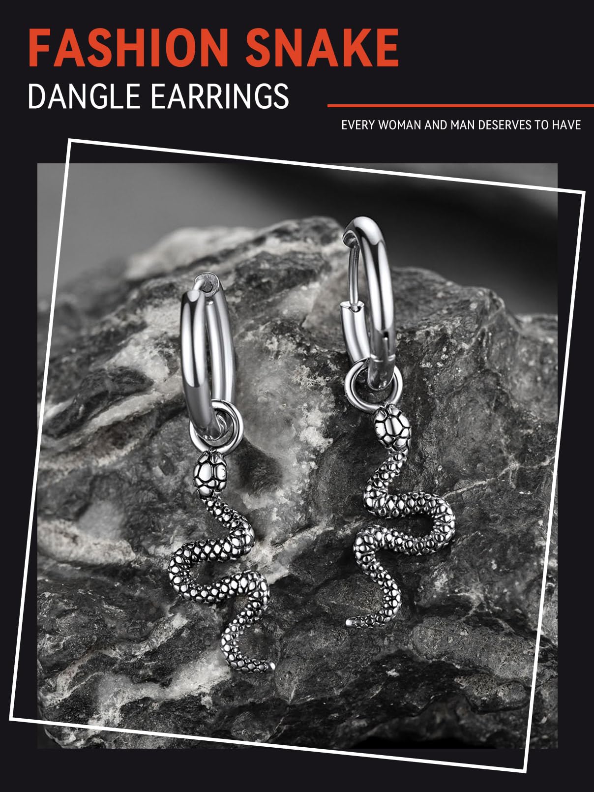 FaithHeart Dragon/Dinosaur/Snake Hoop Earrings for Men, Sturdy Stainless Steel Punk Biker Animals Hypoallergenic Jewelry, Gift Box