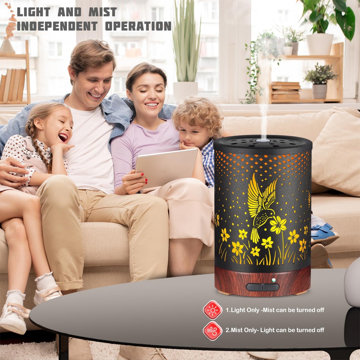 Metal Essential Oils Diffuser 150ML Aromatherapy Diffuser Cool Mist Humidifier with 7 Colors Lights Waterless Auto Off Air Diffusers as Gifts for Moms Women Girls (Bigfoot)