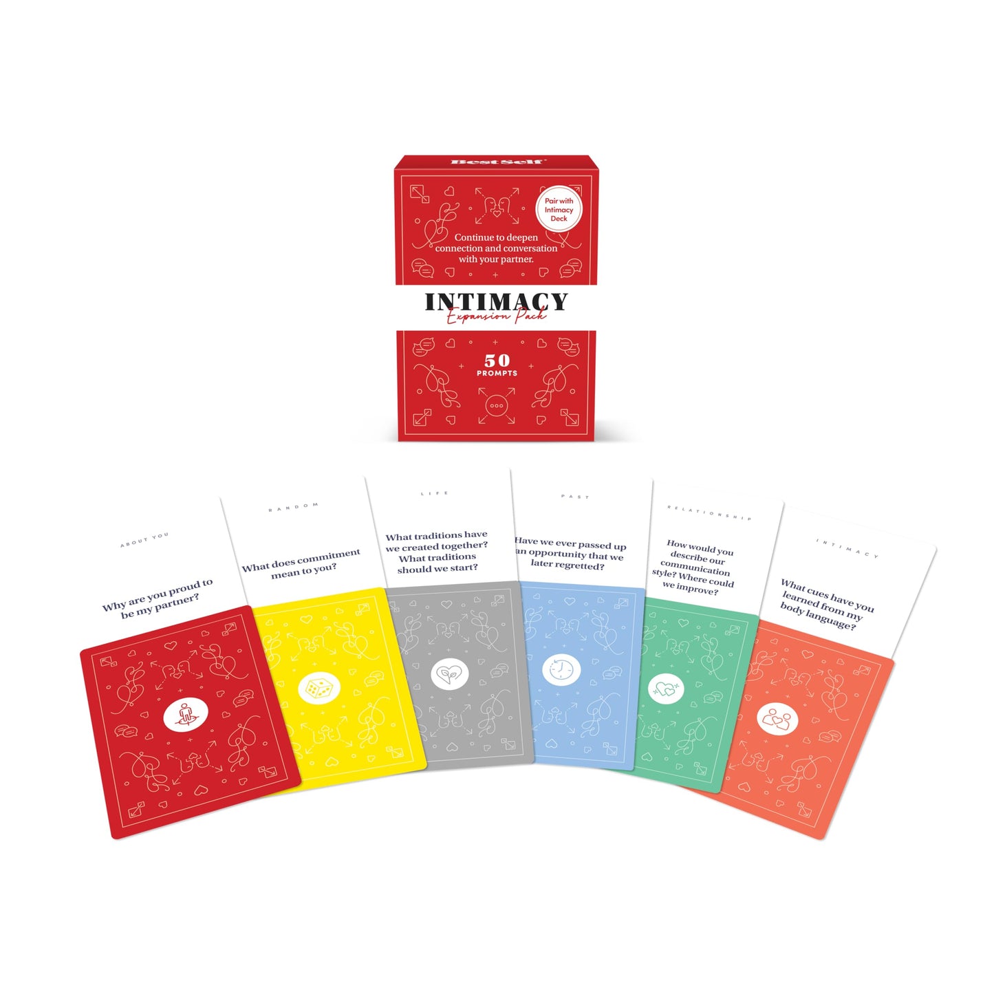 BestSelf Intimacy Deck Expansion Pack, 50 Conversation Starters, Meaningful Couples Game. Perfect Valentine Day Card Games for Couples, Couples Card Games