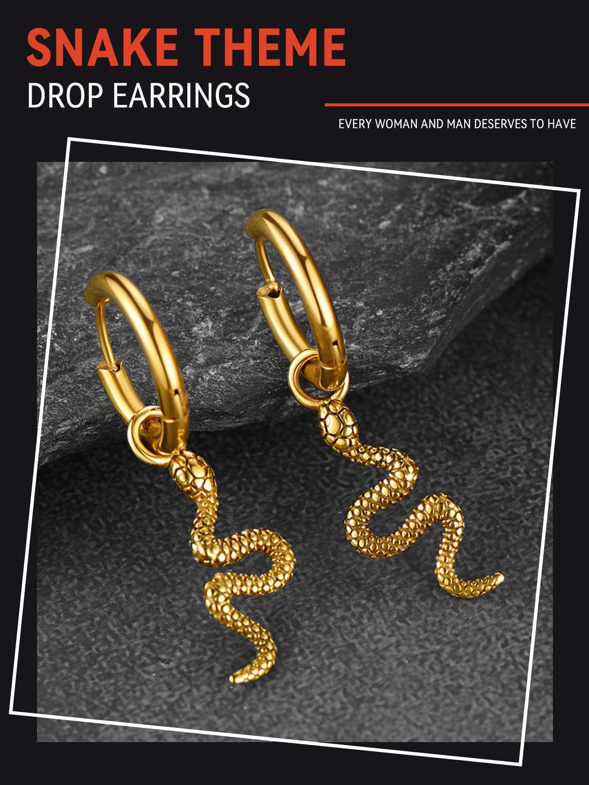 FaithHeart Dragon/Dinosaur/Snake Hoop Earrings for Men, Sturdy Stainless Steel Punk Biker Animals Hypoallergenic Jewelry, Gift Box