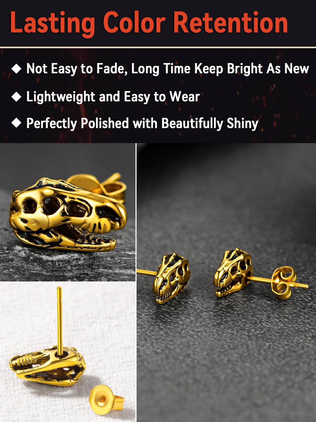 FaithHeart Dragon/Dinosaur/Snake Hoop Earrings for Men, Sturdy Stainless Steel Punk Biker Animals Hypoallergenic Jewelry, Gift Box