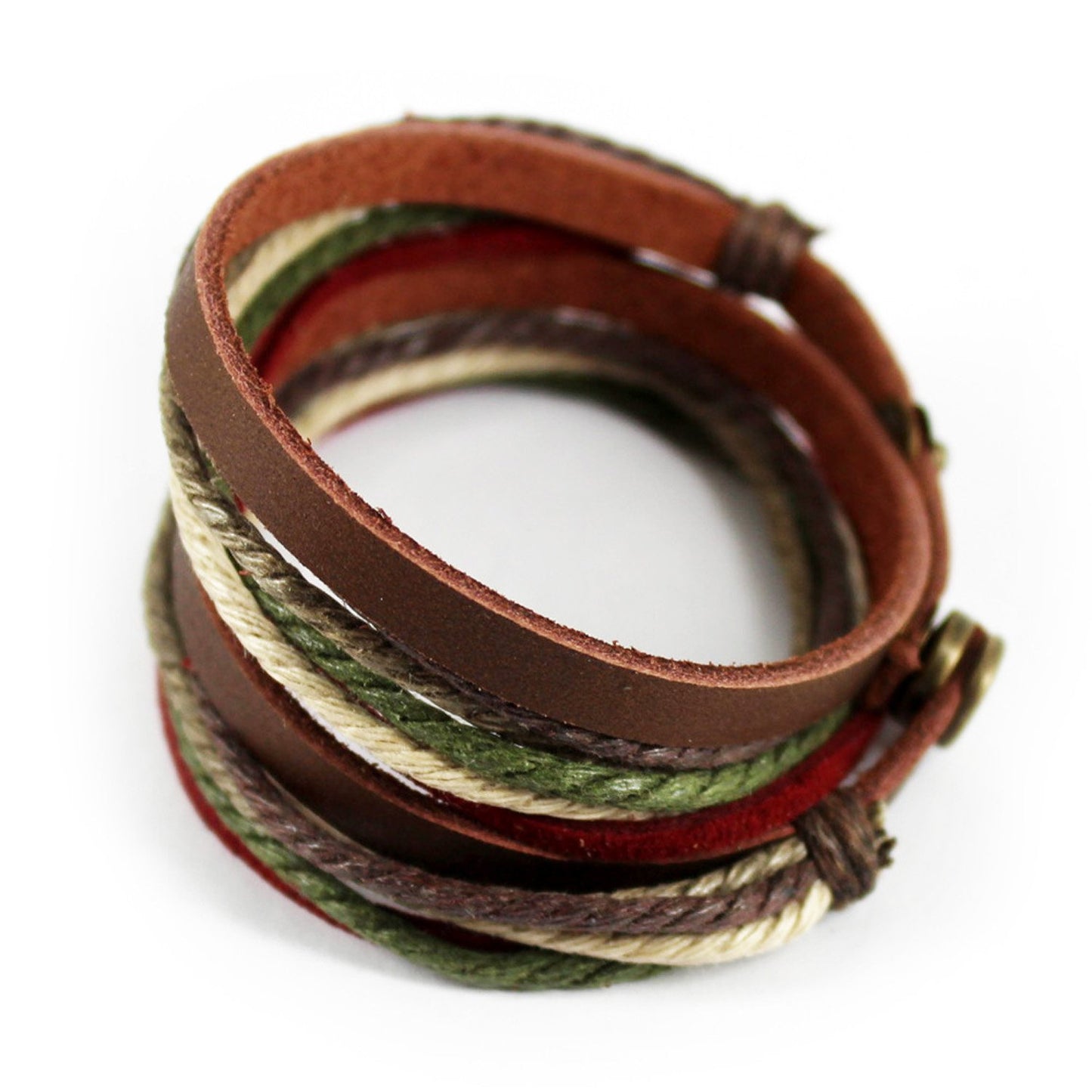 Genuine Leather Bracelet for Women & Men,Unisex Multilayer Leather Adjustable Bracelet Cuff Wrap Multicolor Rope Wristband