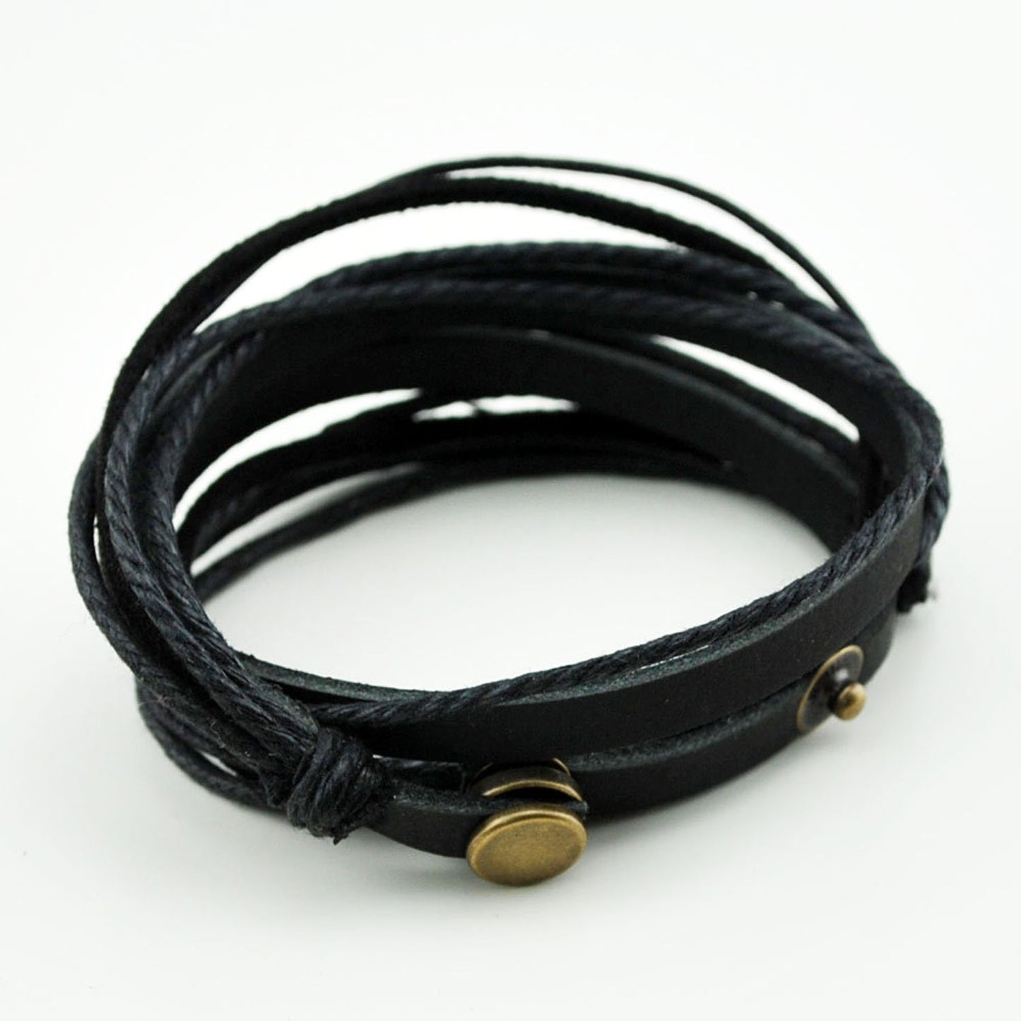 Genuine Leather Bracelet for Women & Men,Unisex Multilayer Leather Adjustable Bracelet Cuff Wrap Multicolor Rope Wristband