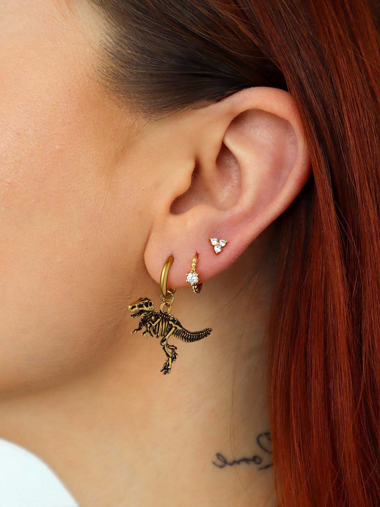 FaithHeart Dragon/Dinosaur/Snake Hoop Earrings for Men, Sturdy Stainless Steel Punk Biker Animals Hypoallergenic Jewelry, Gift Box