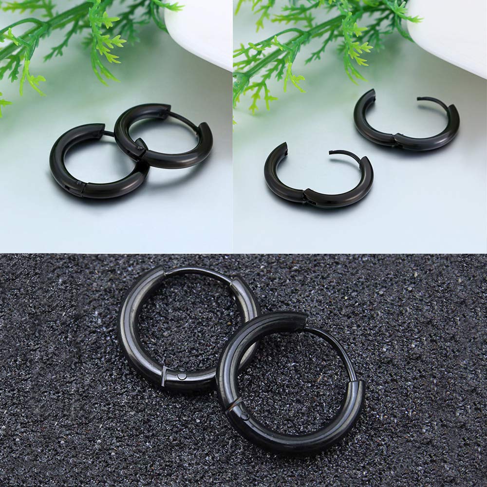 316L Surgical Stainless Steel Huggie Hoop Earrings 6mm 8mm 10mm 11mm 12mm 14mm Hypoallergenic Earrings Hoop Cartilage Helix Lobes Hinged Sleeper Earrings For Men Women Girls
