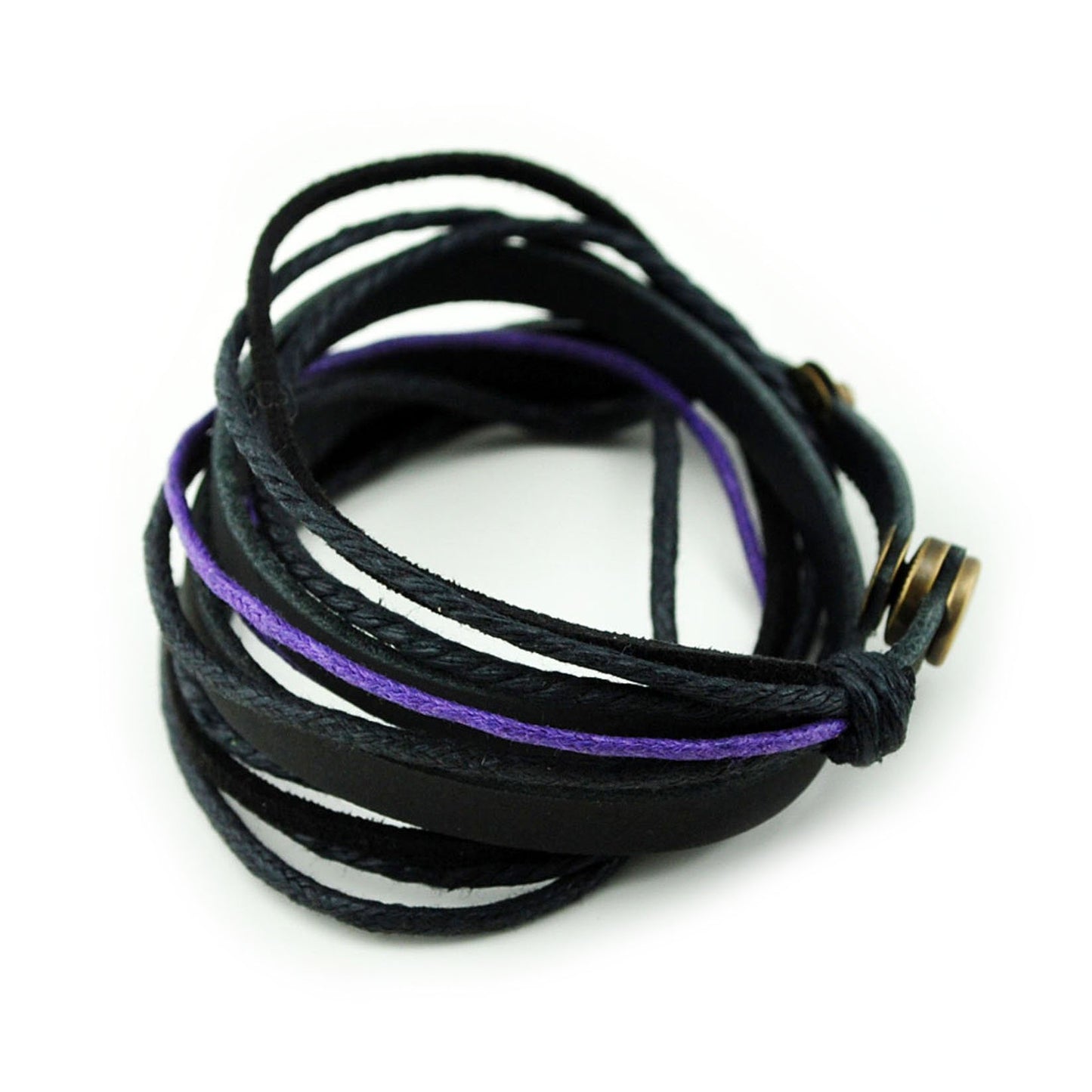 Genuine Leather Bracelet for Women & Men,Unisex Multilayer Leather Adjustable Bracelet Cuff Wrap Multicolor Rope Wristband