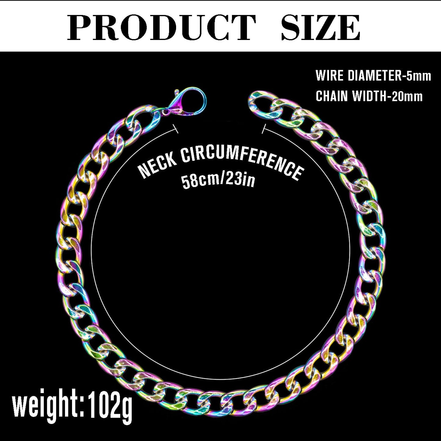 18K Gold Plated Dog Chain Collar-3/4 Inch (20mm) Width Cuban Link Durable Dog Necklace, Cute Fashion Pet Collar for Pit Bulldog, Light Metal Jewelry Bold Chain Puppy Accessories (26 inch, Gold)