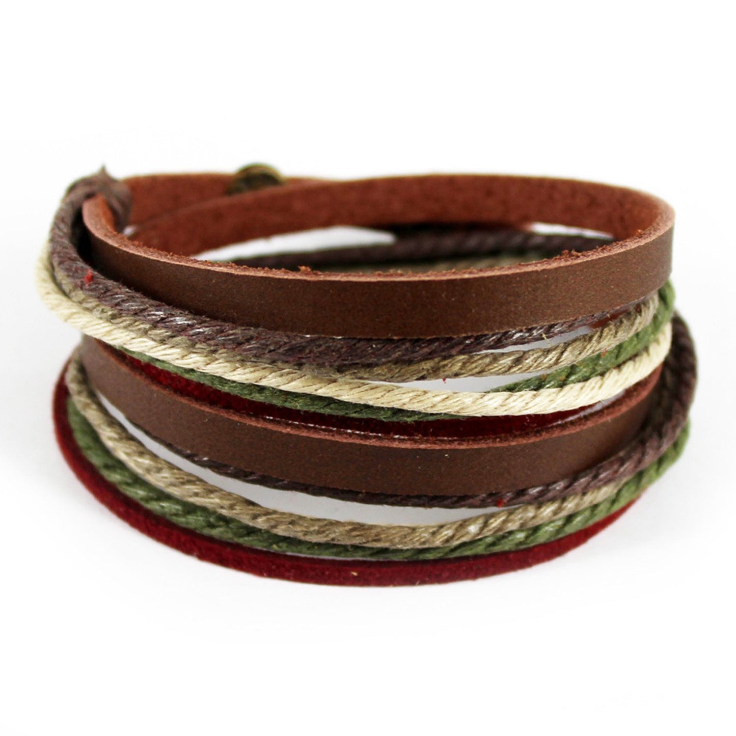 Genuine Leather Bracelet for Women & Men,Unisex Multilayer Leather Adjustable Bracelet Cuff Wrap Multicolor Rope Wristband