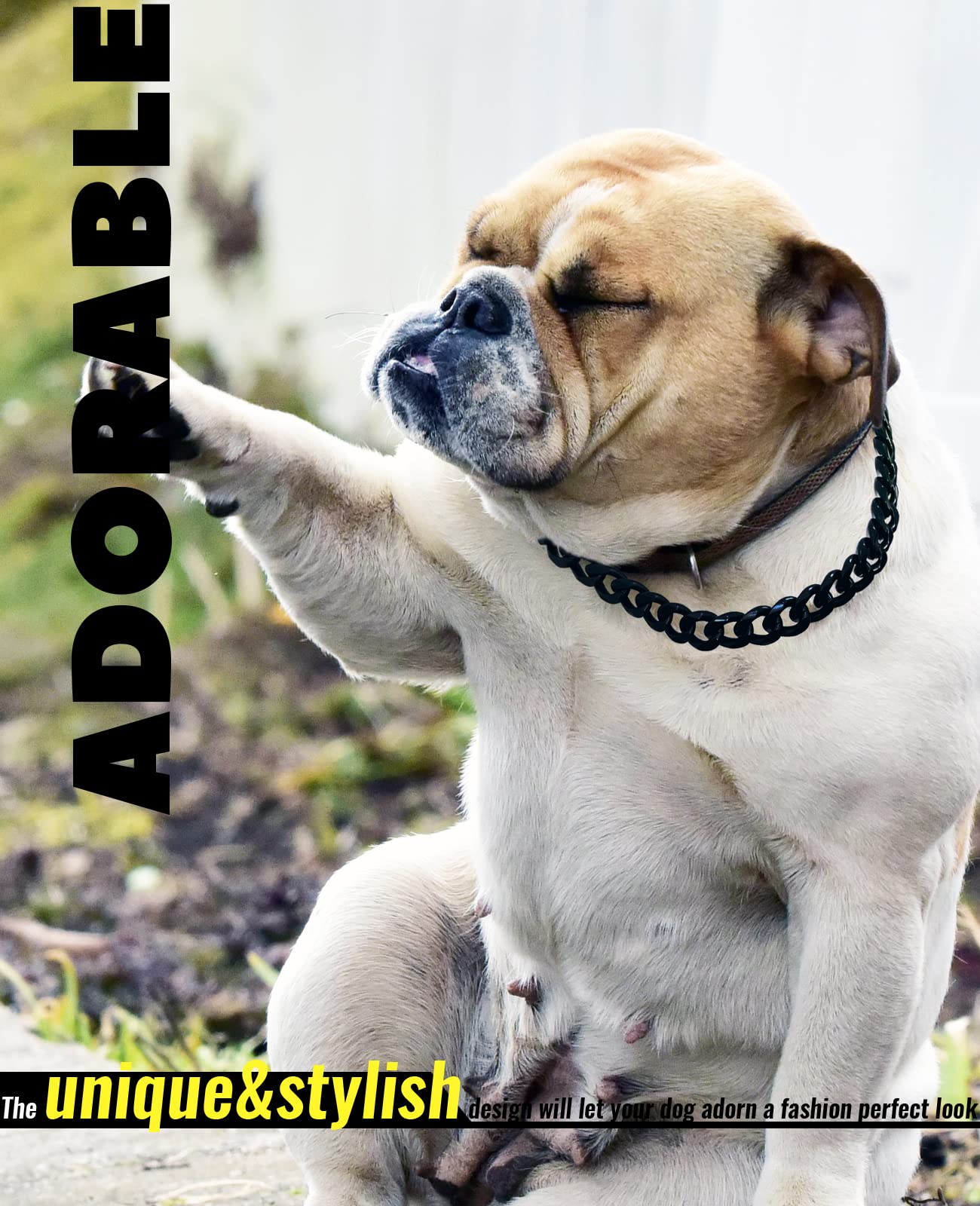 Gold Chain Dog Collar-15mm Cute Dog Collar Pet Gold Necklace Bulldog Light Metal Puppy Jewelry 20" Chain Puppy Costume