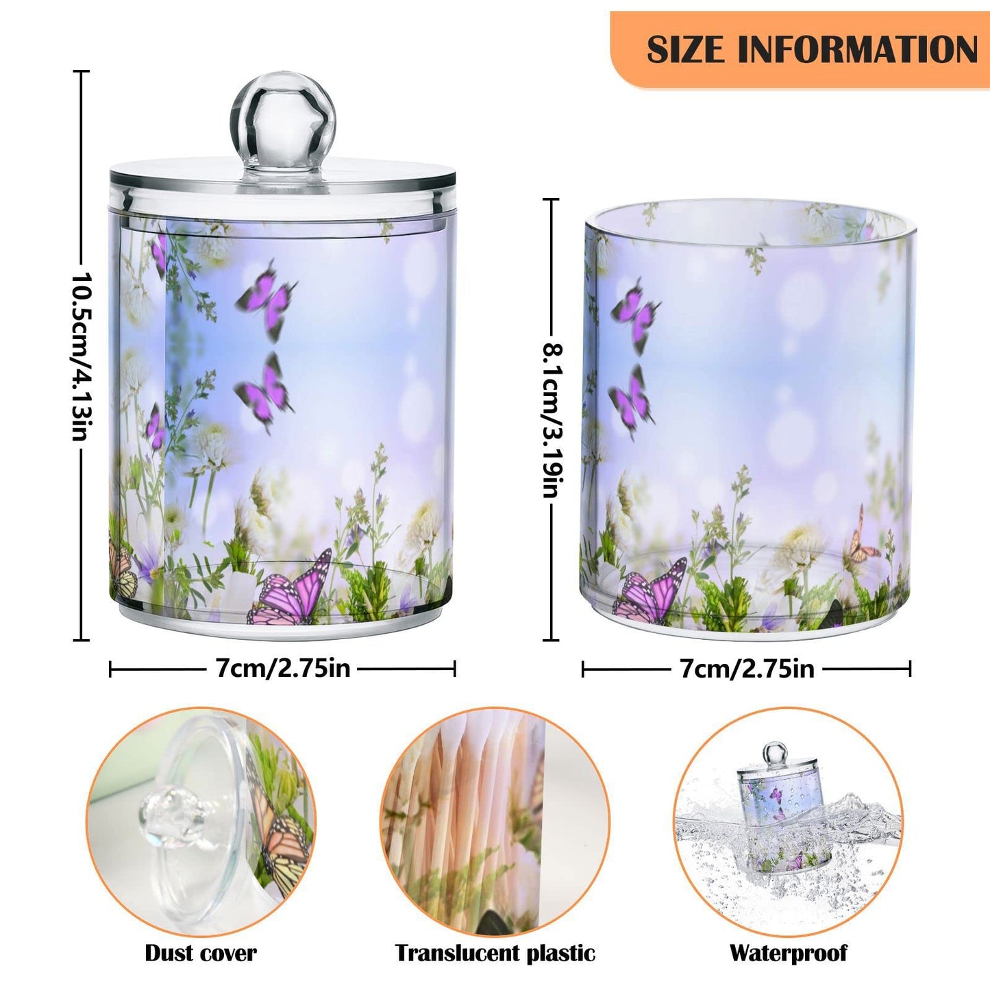 Halloween Skull 2PC Airtight Transparent Plastic Storage Jar, Food Storage Container Glass, Can Store Candy, Salt, Coffee Beans, With lid, Easy To Use