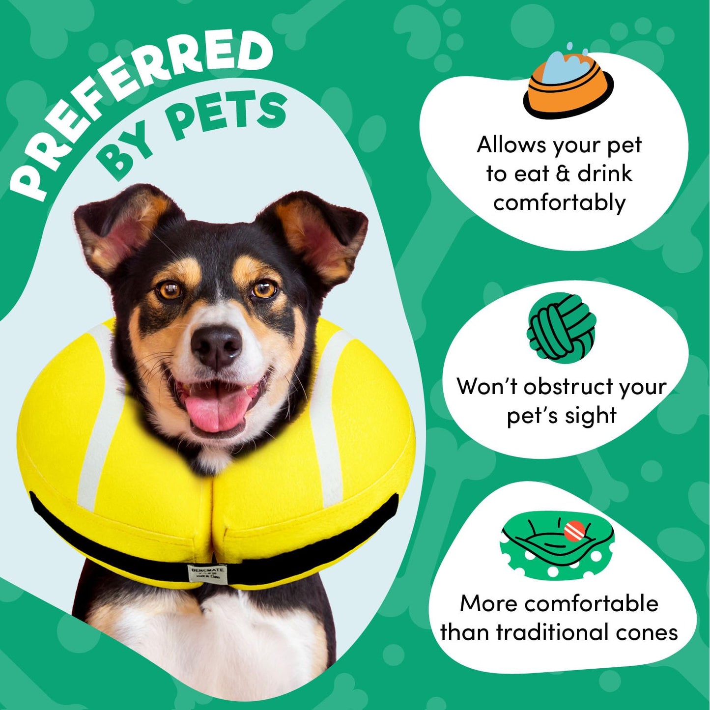 BENCMATE Protective Inflatable Collar for Dogs and Cats - Soft Pet Recovery Collar Does Not Block Vision E-Collar (X-Large, Blue)