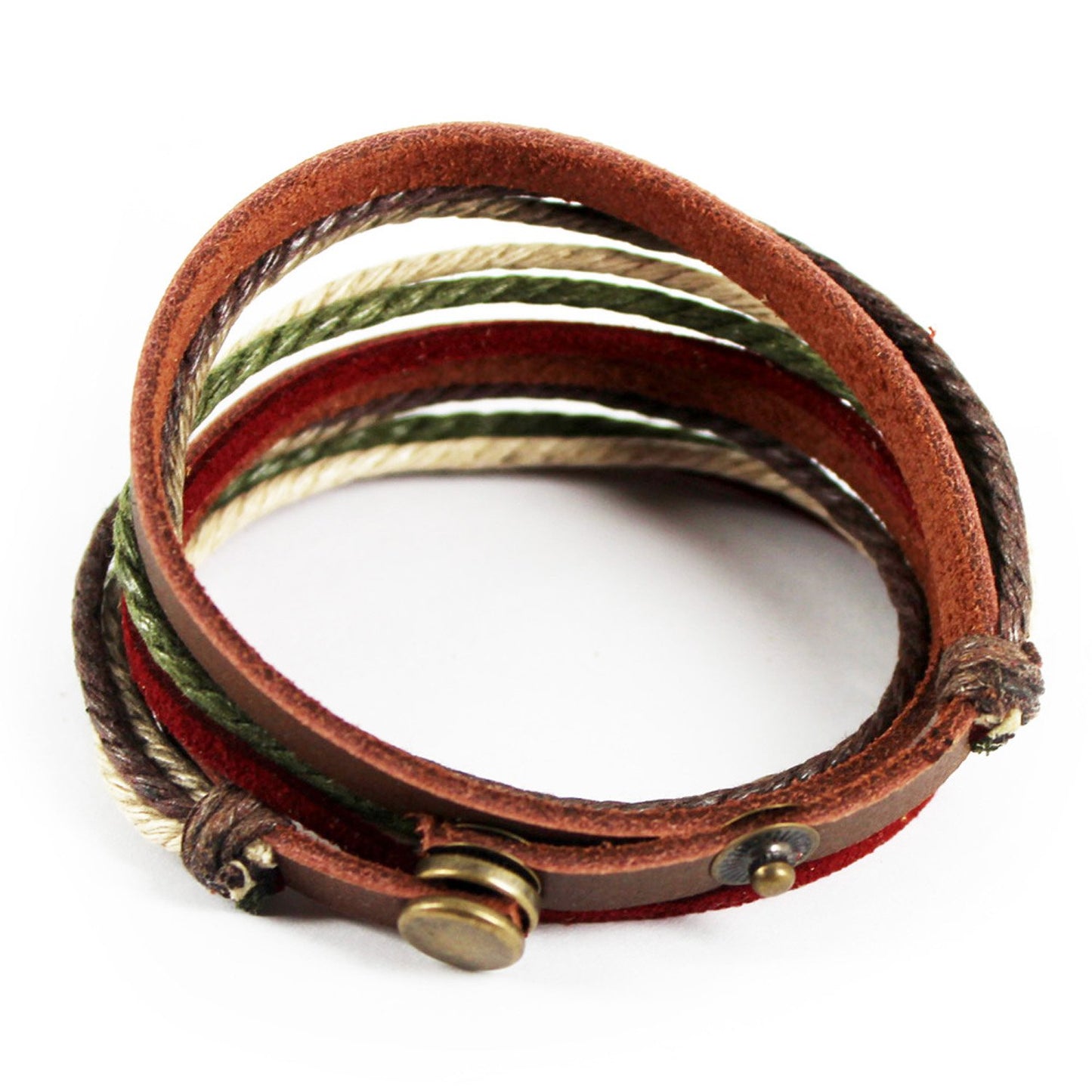 Genuine Leather Bracelet for Women & Men,Unisex Multilayer Leather Adjustable Bracelet Cuff Wrap Multicolor Rope Wristband