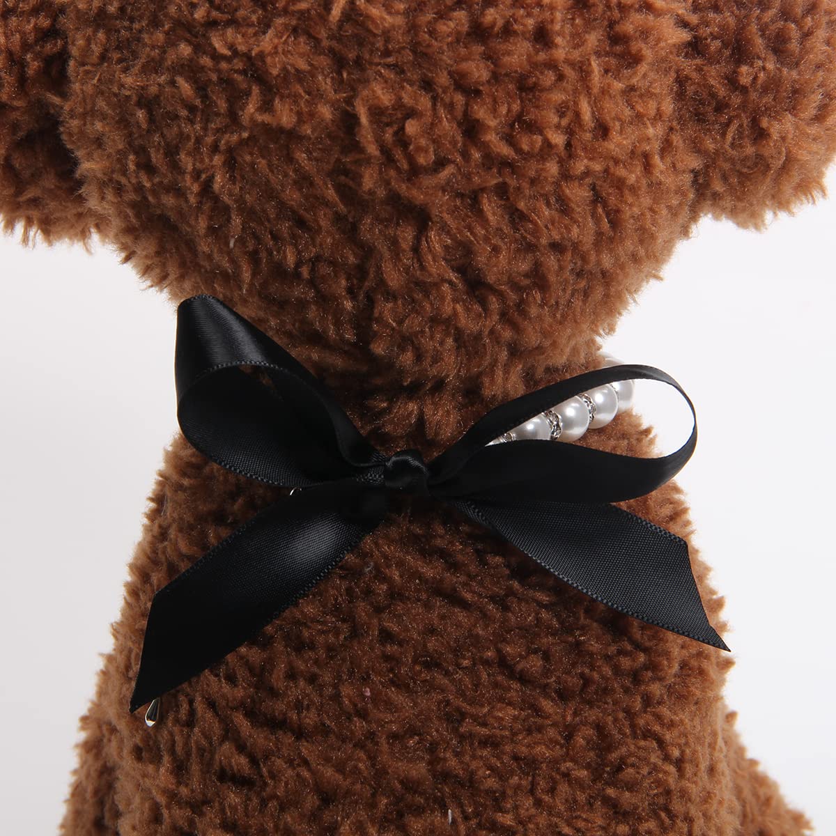 Dog Cat Pearls Necklace Collar with Bling Accessories and Ribbon Bow Pet Puppy Jewelry for Female Dogs Cats Small Medium (XL, Pink)