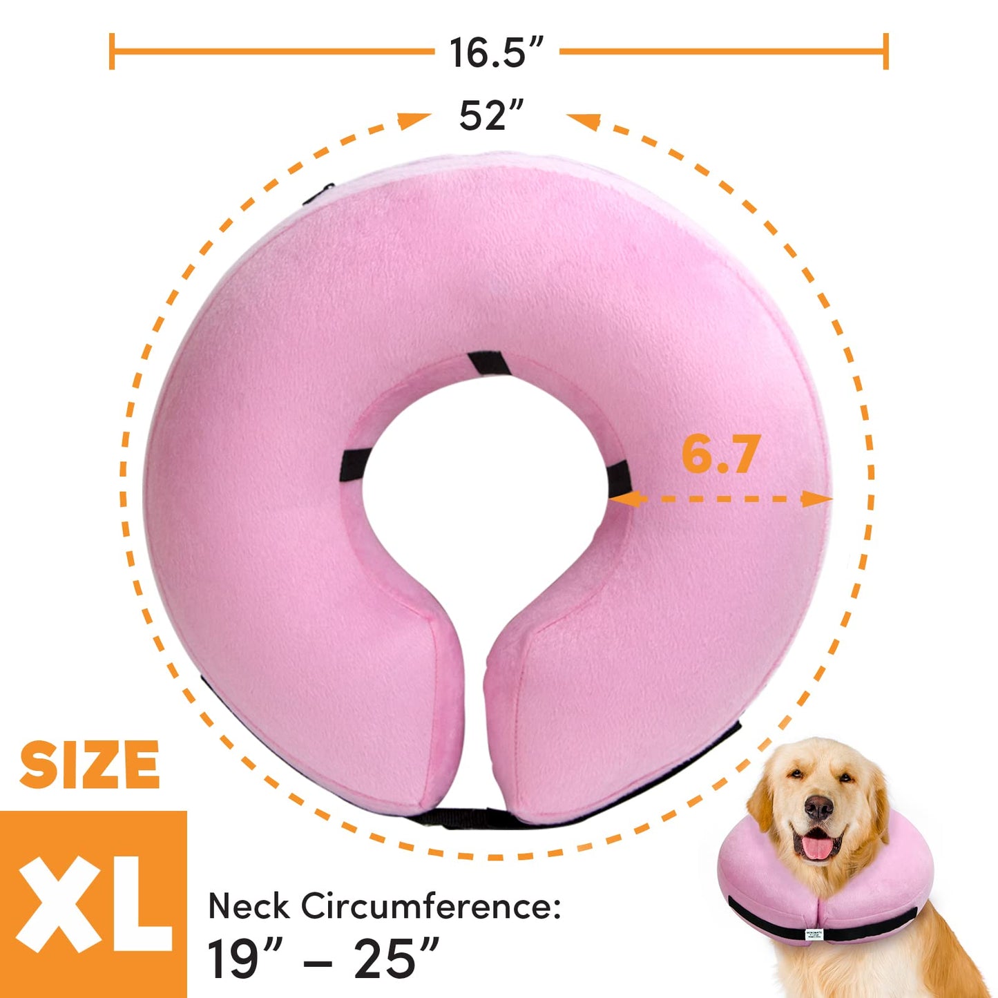BENCMATE Protective Inflatable Collar for Dogs and Cats - Soft Pet Recovery Collar Does Not Block Vision E-Collar (X-Large, Blue)