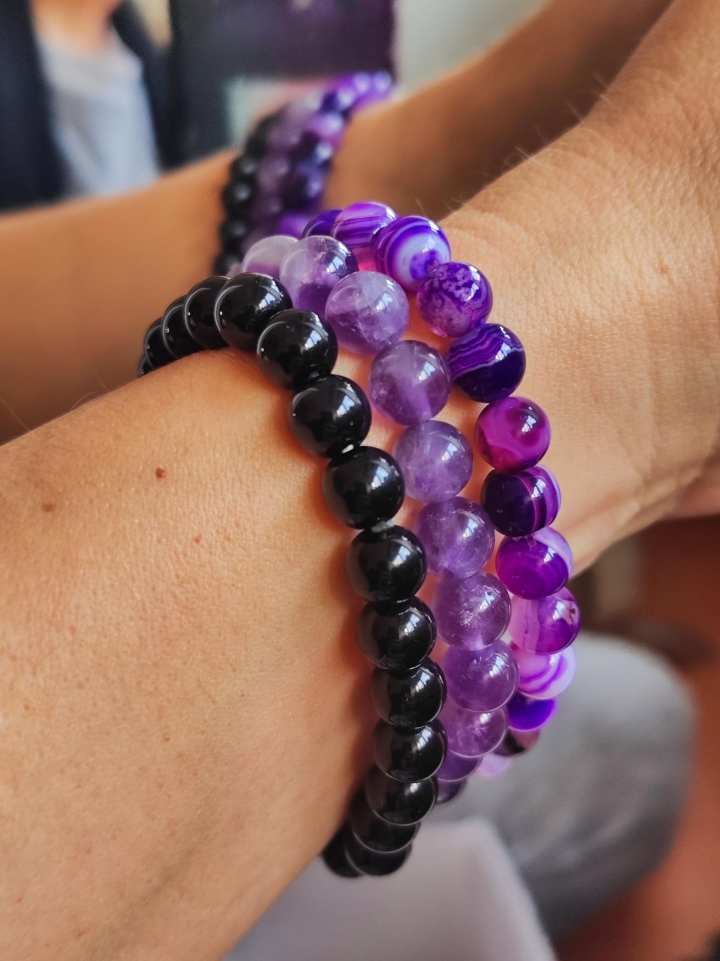 Black Obsidian Hematite Triple Protection Bracelet 10MM beads Set, Blue Tiger Eye Beads Bracelets, Lava Stone bracelets for Men Women