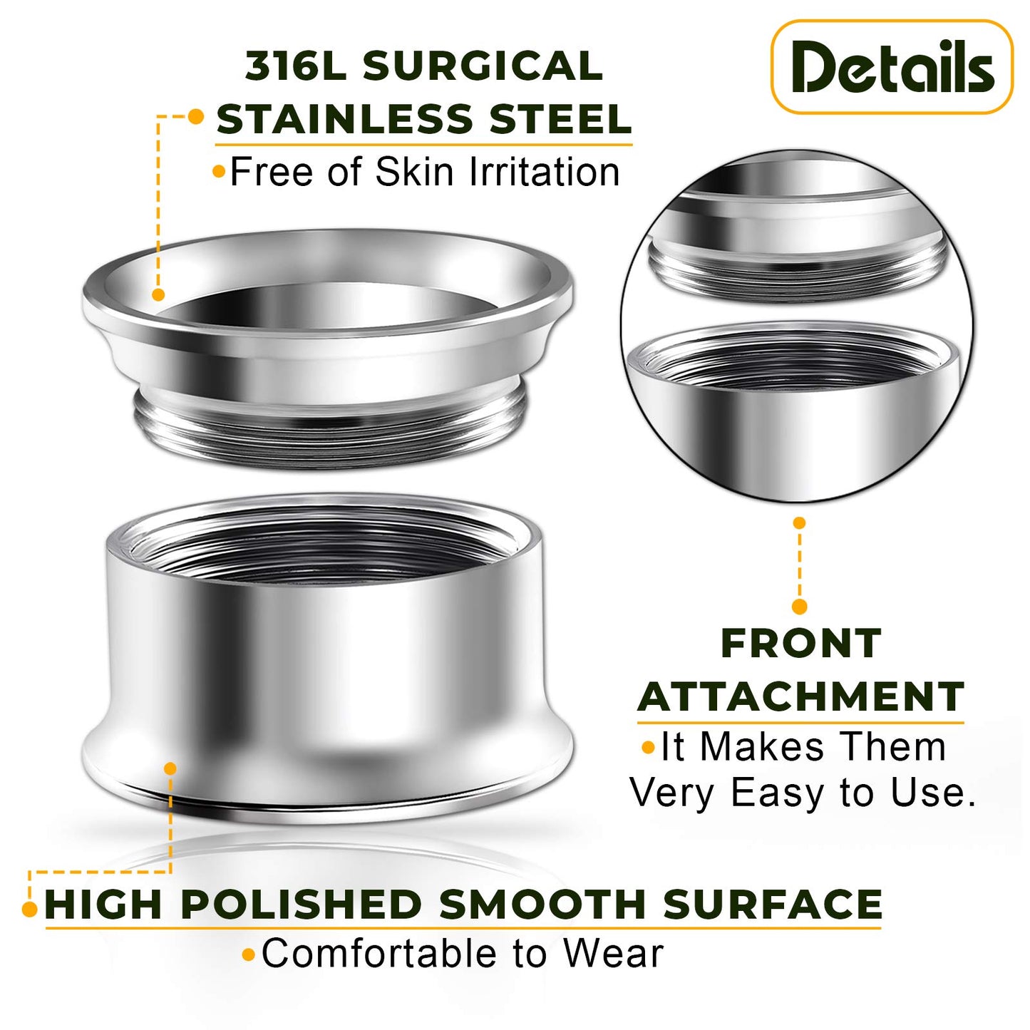 Pair of Internal Screw 316L Surgical Steel Double Flared Saddle Piercing Jewelry Stretcher Ear Plug Earring Lobe flesh Tunnel