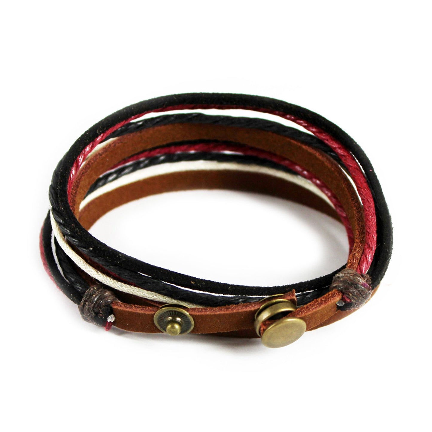 Genuine Leather Bracelet for Women & Men,Unisex Multilayer Leather Adjustable Bracelet Cuff Wrap Multicolor Rope Wristband