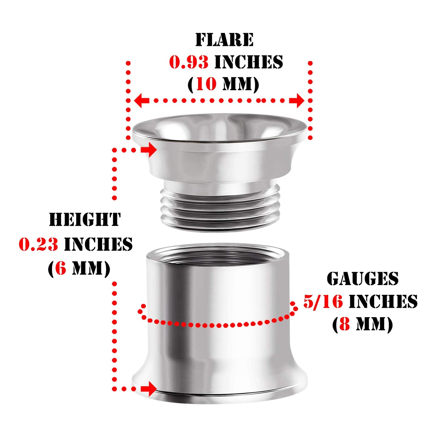 Pair of Internal Screw 316L Surgical Steel Double Flared Saddle Piercing Jewelry Stretcher Ear Plug Earring Lobe flesh Tunnel