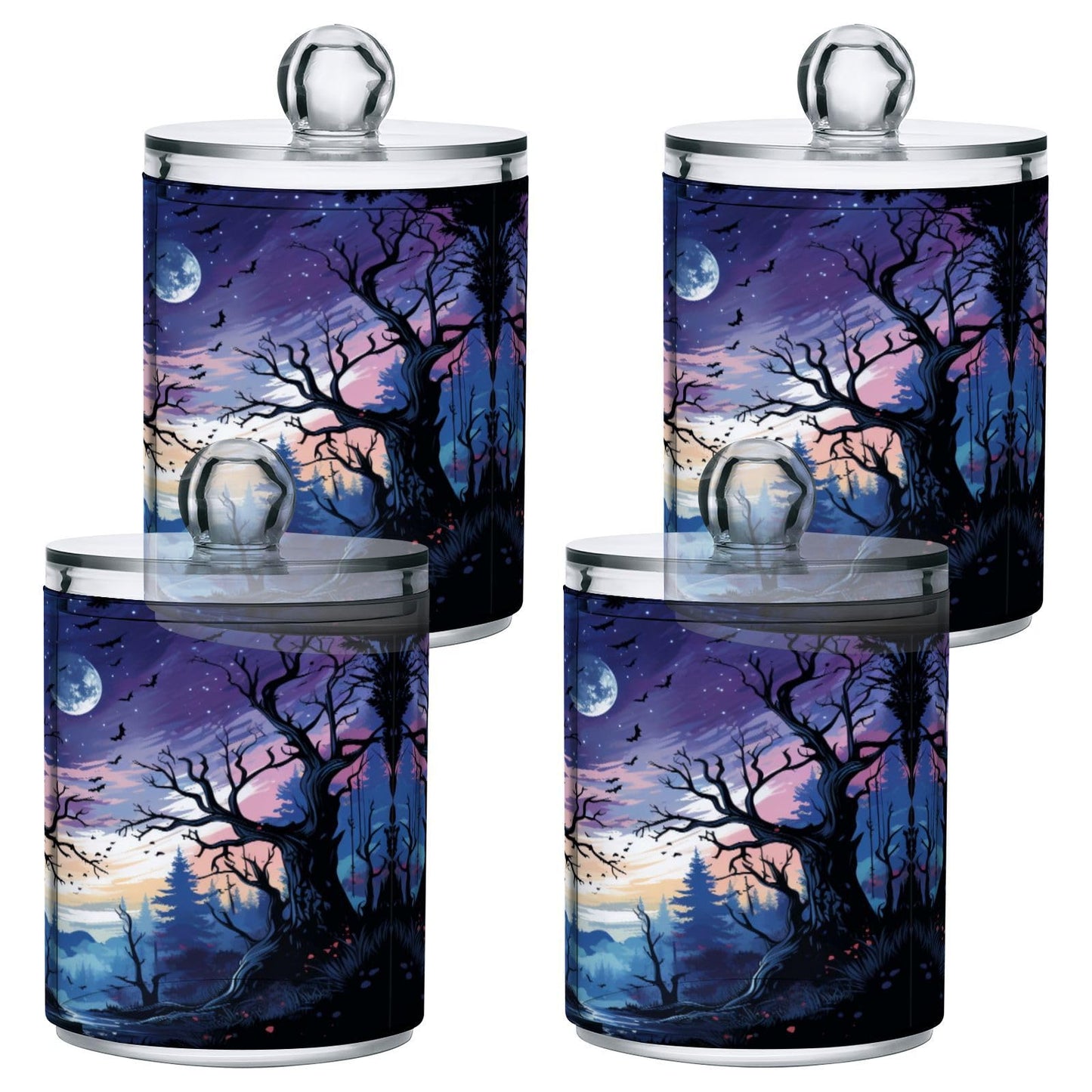 Halloween Skull 2PC Airtight Transparent Plastic Storage Jar, Food Storage Container Glass, Can Store Candy, Salt, Coffee Beans, With lid, Easy To Use