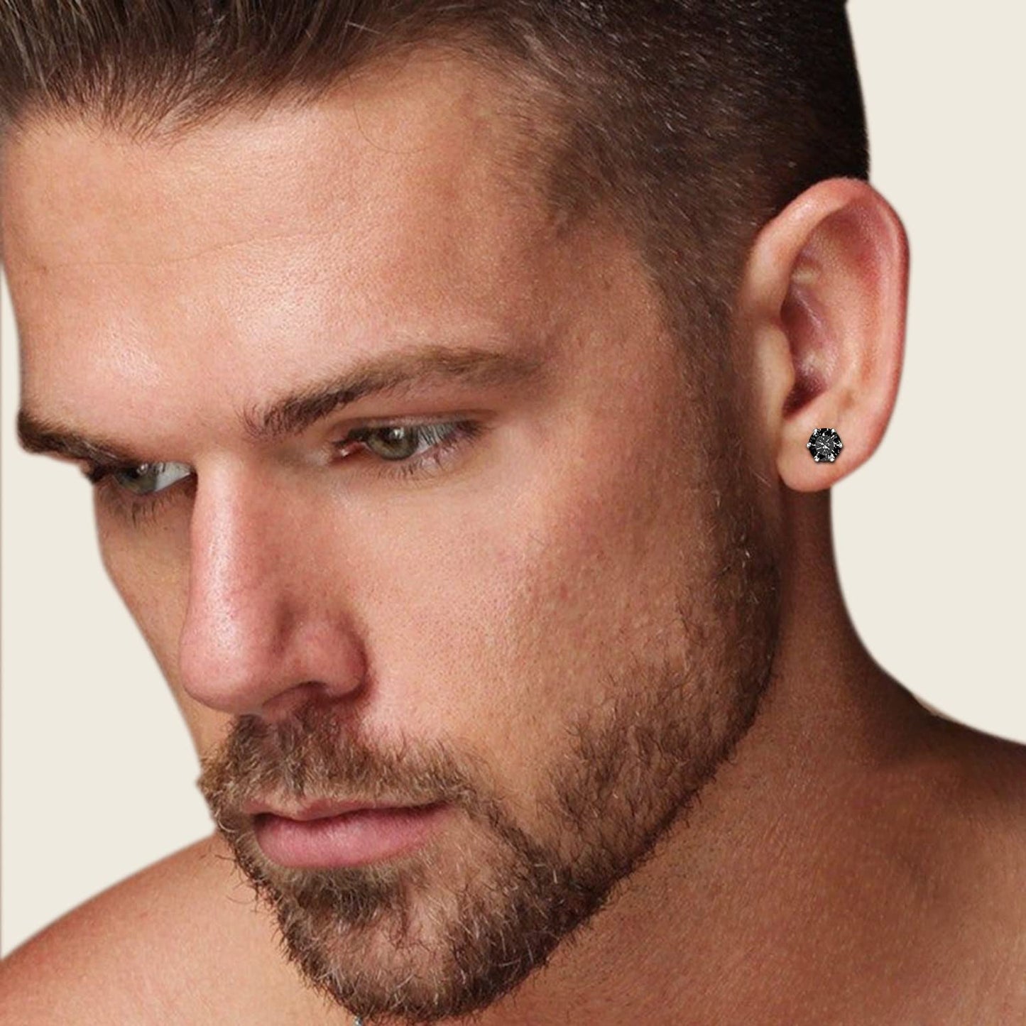 UHIBROS 6 Pairs Stainless Steel Stud Earrings Set Hypoallergenic Cubic Zirconia 14K White Gold 316L CZ Earrings