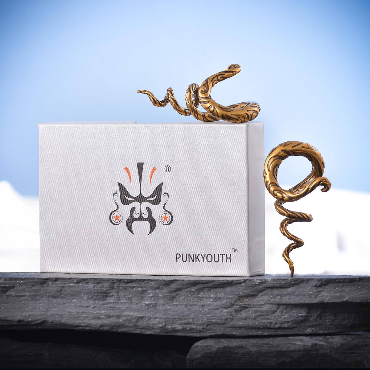 2PCS 2G Ear Sprial Tapers Plug Gauges Brass Ear Stretcher Hangers 6mm Gothic Ear Tunnels Expander Piercing Jewelry