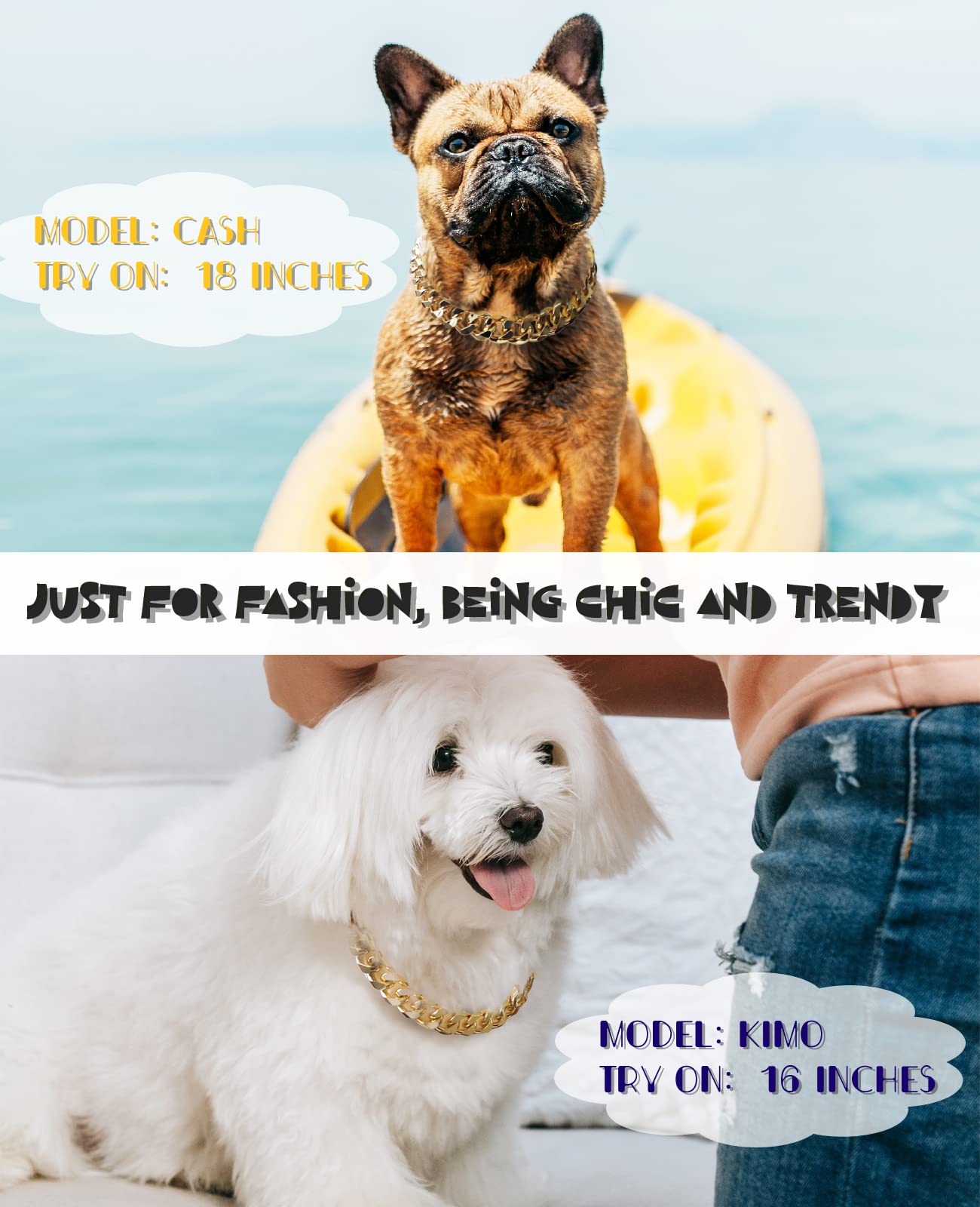 Cuban Link Dog Collar - 3/4 in Wide Metal Chain Dog Collar Venom Black, The Newest Design Stunning Pet Accessory, Cute Luxury Jewelry Costume 20 inches