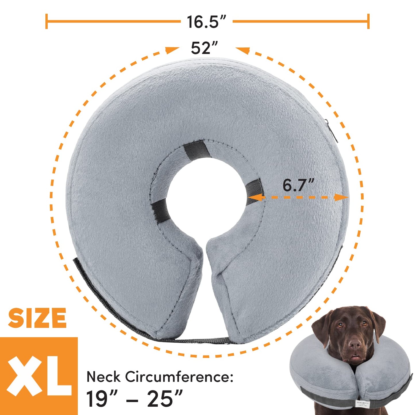 BENCMATE Protective Inflatable Collar for Dogs and Cats - Soft Pet Recovery Collar Does Not Block Vision E-Collar (X-Large, Blue)