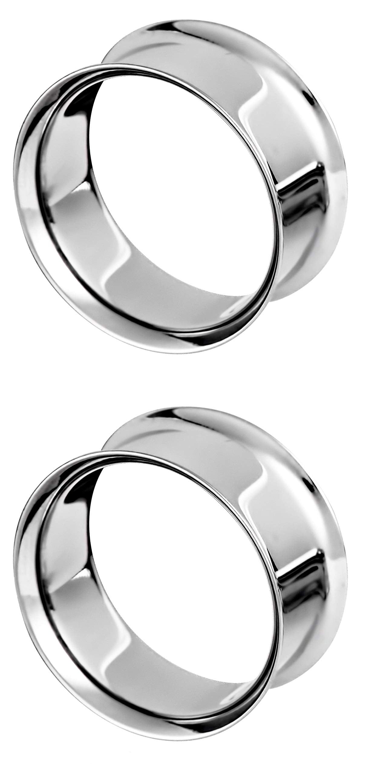 Forbidden Body Jewelry Ear Gauges, Ear Tunnels, Tunnels For Ears, 12G-2 Inch Surgical Steel Mirror Finish Double Flared Tunnel Plug Earrings (Sold in Pairs)