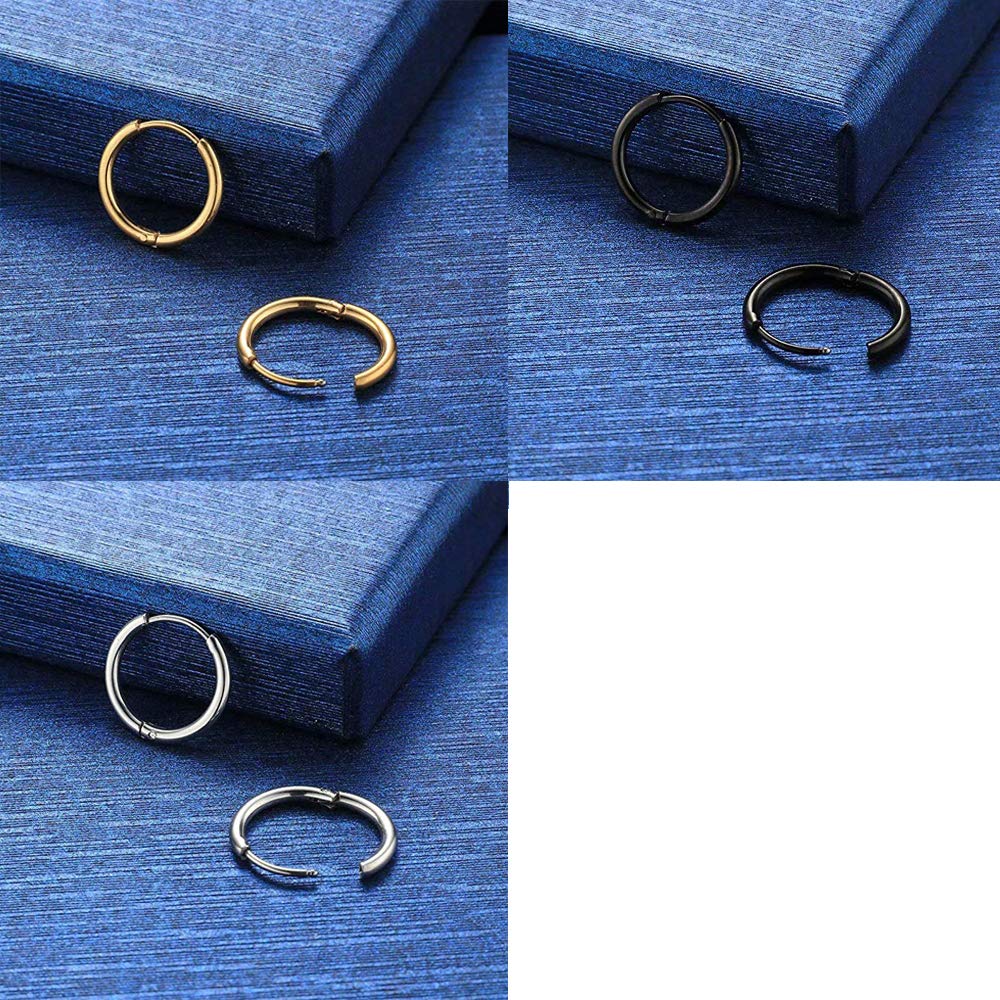 316L Surgical Stainless Steel Huggie Hoop Earrings 6mm 8mm 10mm 11mm 12mm 14mm Hypoallergenic Earrings Hoop Cartilage Helix Lobes Hinged Sleeper Earrings For Men Women Girls