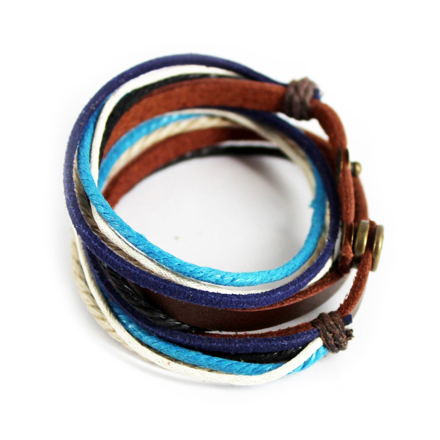 Genuine Leather Bracelet for Women & Men,Unisex Multilayer Leather Adjustable Bracelet Cuff Wrap Multicolor Rope Wristband