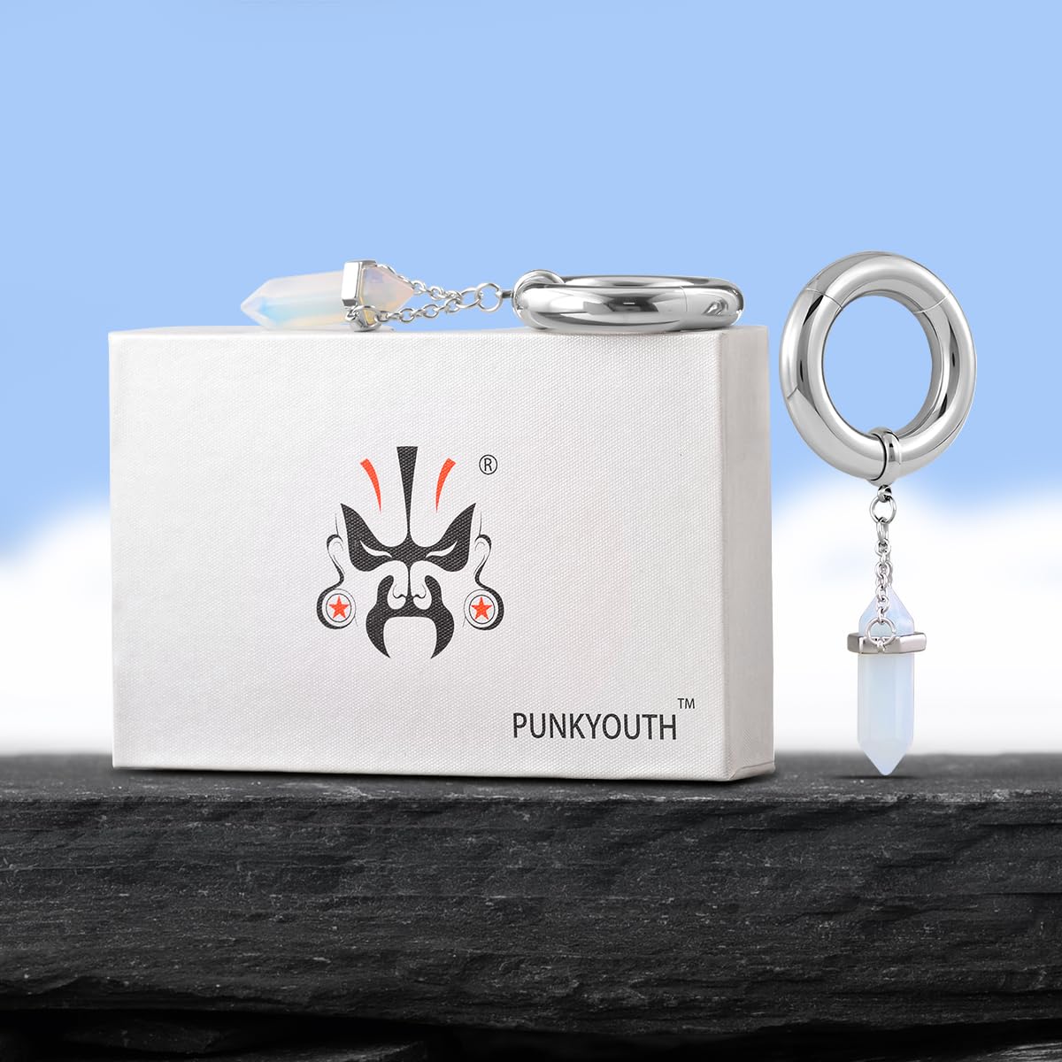 2g Ear Hanger Heavy Dangle Gauge Plug For Women 6mm Ear Weight For Stretched Ears Opal Gauge Tunnels For Ear Women Body Piercing Jewelry