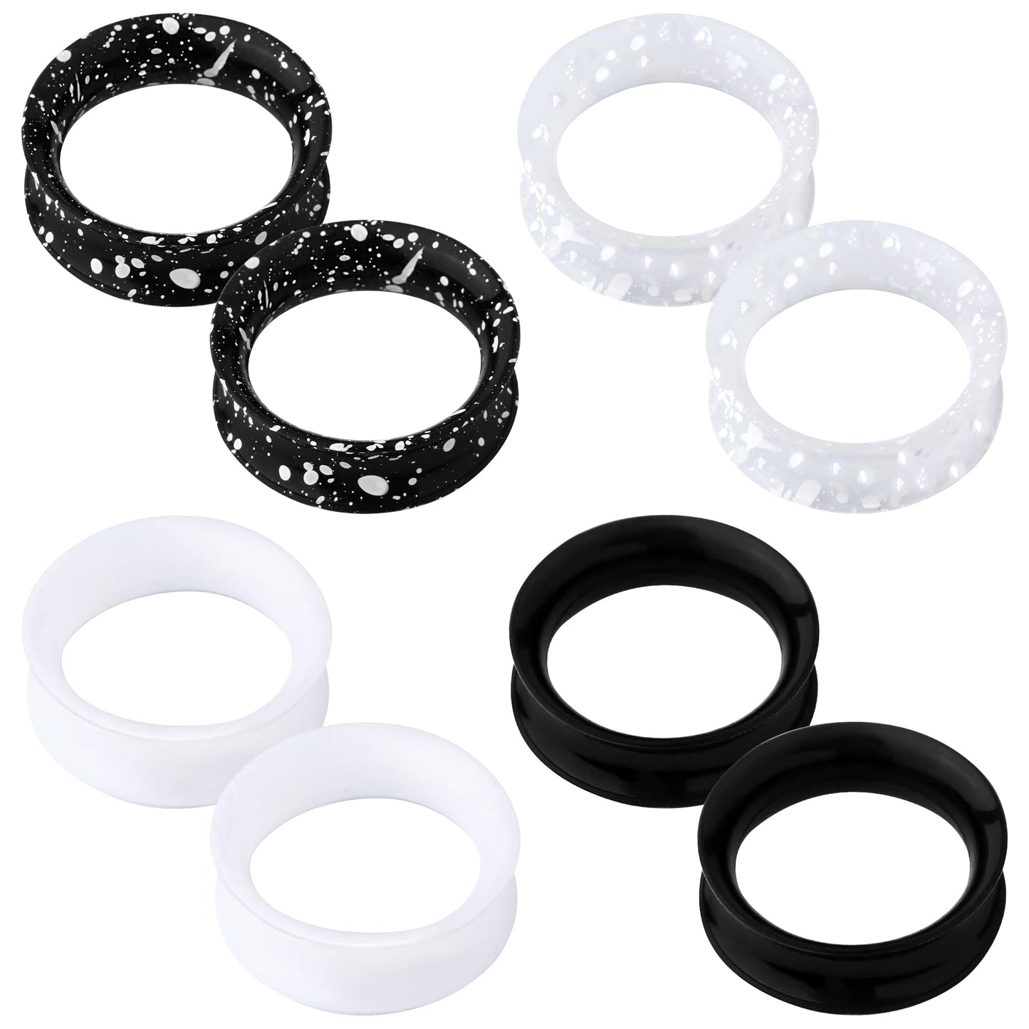 OUFER 8PCS Silicone Ear Gauges Flexible Ear Tunnels Plugs Stretchers Expander Double Flared Flesh Ear Piercing Jewelry for Women Men