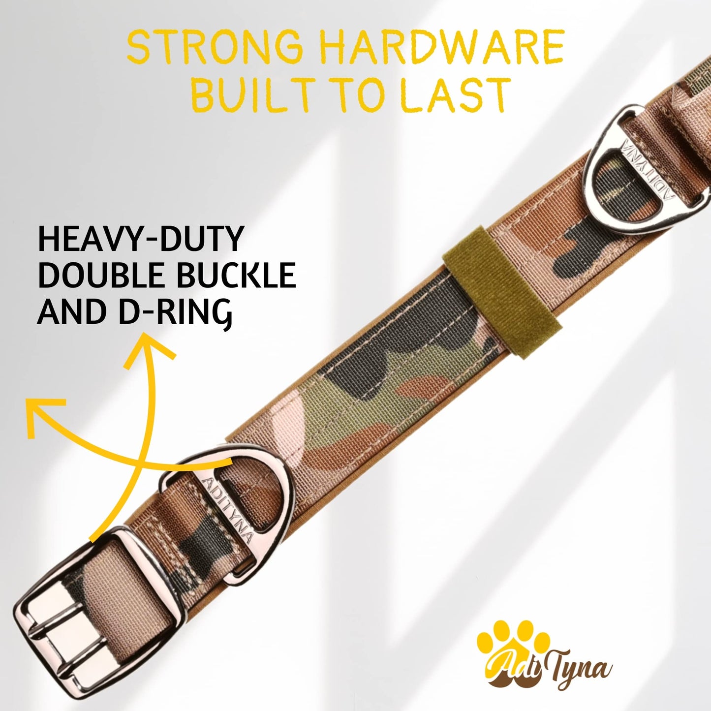 ADITYNA - Heavy Duty Dog Collar with Handle - Thick Dog Collar for Large Dogs - Wide, Reflective, Tactical, Soft Neoprene Padded - Perfect Dog Collar for Training and Walking