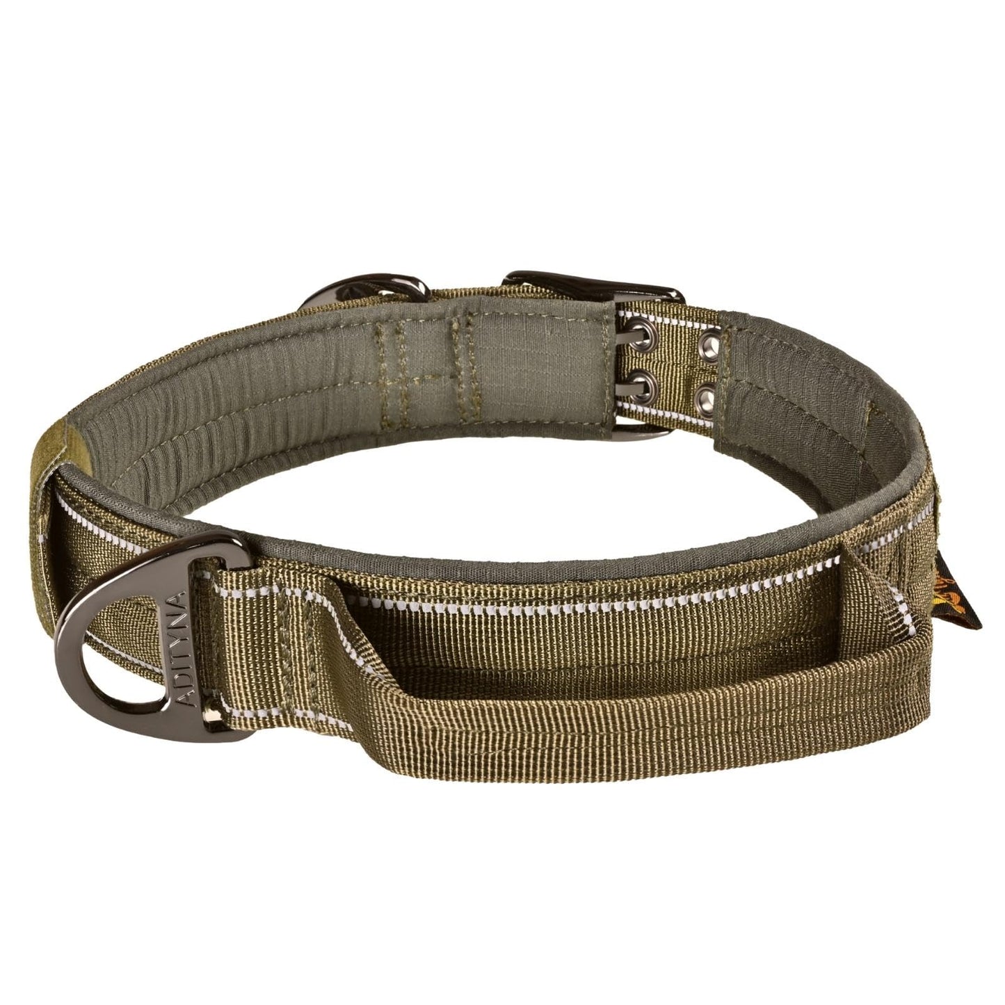 ADITYNA - Heavy Duty Dog Collar with Handle - Thick Dog Collar for Large Dogs - Wide, Reflective, Tactical, Soft Neoprene Padded - Perfect Dog Collar for Training and Walking