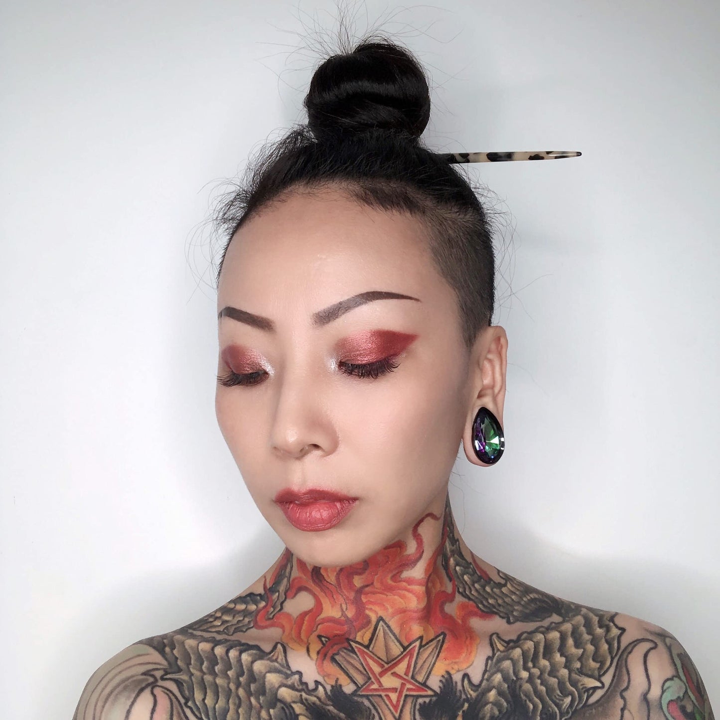 Surgical Steel Teardrop Zircon Double Flared Ear Tunnels and Plugs Stretcher Expander Sold As Pair Gauge 8mm-25mm