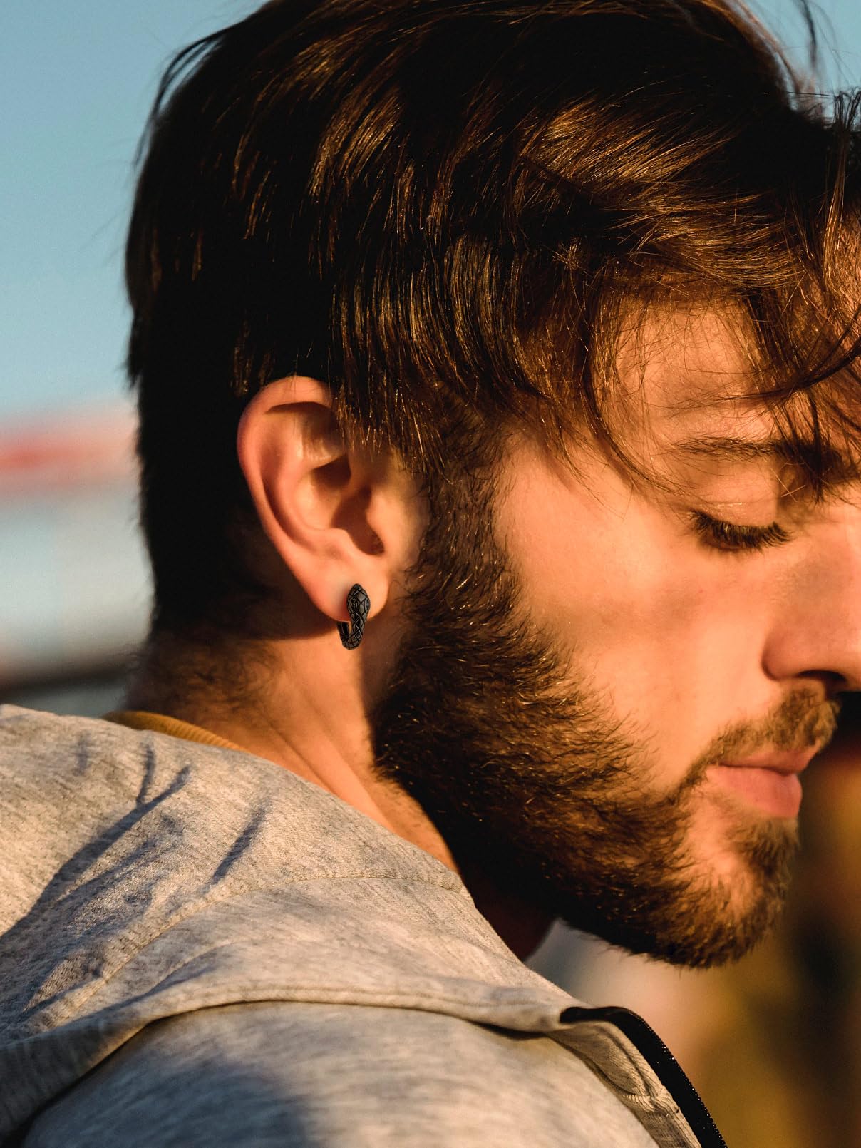 FaithHeart Dragon/Dinosaur/Snake Hoop Earrings for Men, Sturdy Stainless Steel Punk Biker Animals Hypoallergenic Jewelry, Gift Box