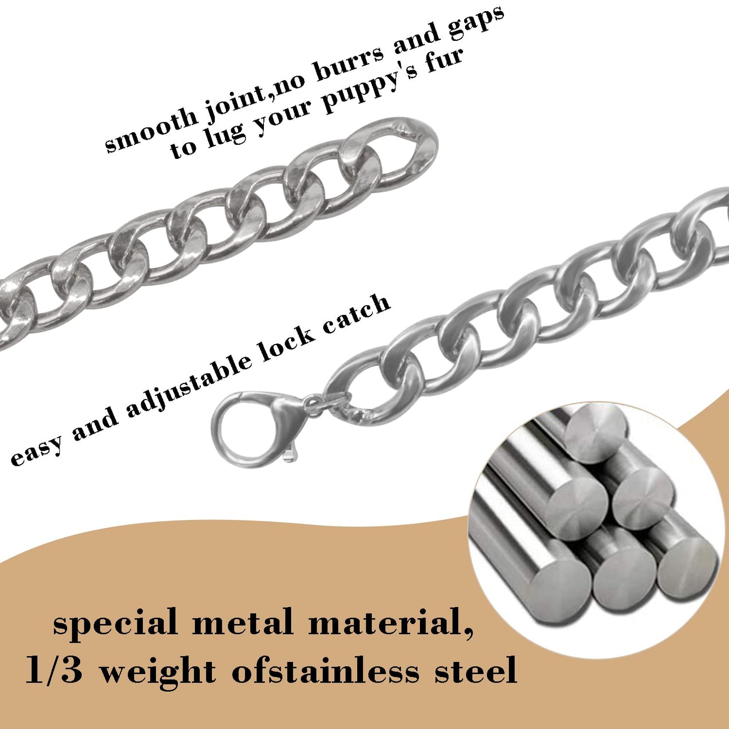 18K Gold Plated Dog Chain Collar-3/4 Inch (20mm) Width Cuban Link Durable Dog Necklace, Cute Fashion Pet Collar for Pit Bulldog, Light Metal Jewelry Bold Chain Puppy Accessories (26 inch, Gold)