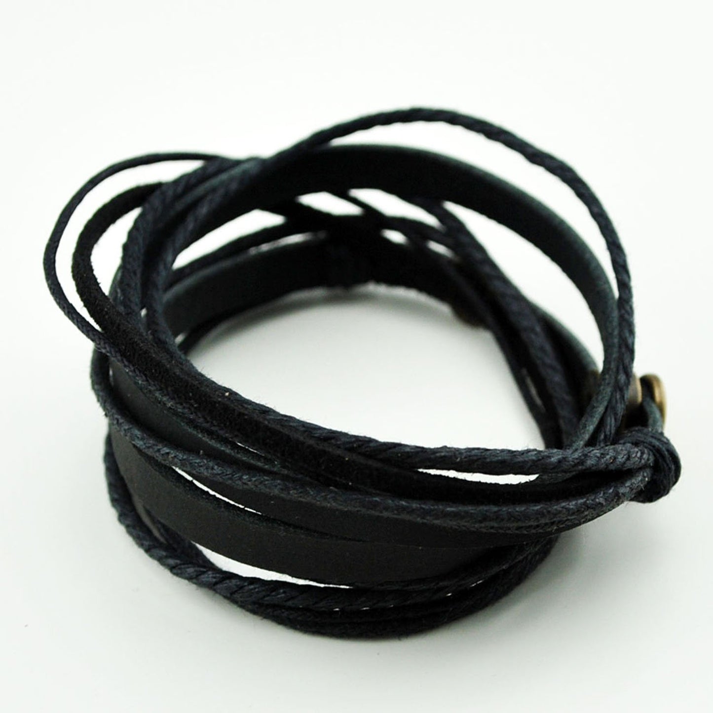 Genuine Leather Bracelet for Women & Men,Unisex Multilayer Leather Adjustable Bracelet Cuff Wrap Multicolor Rope Wristband