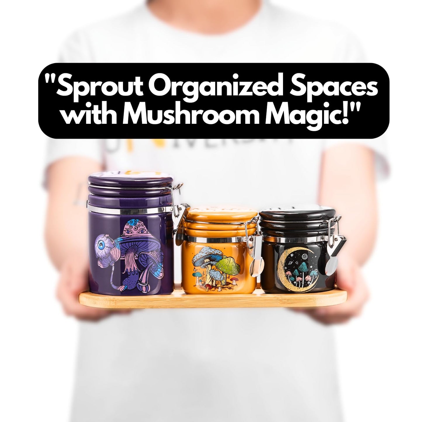 Smell Proof Container (500ml - 1 Oz), Mushroom Stash Jar Airtight Container -Separate Space for Humidity Pack, Smell Proof Jar Stash Container Cute Storage Box Case, Clay Odor Proof Container, Purple